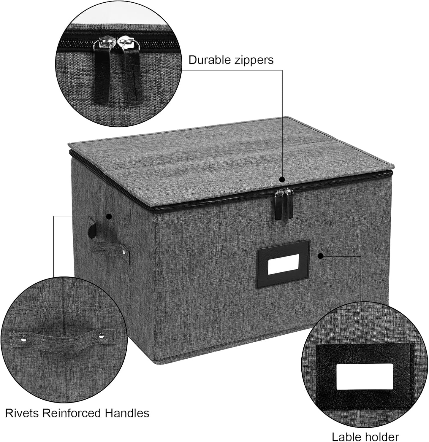 Mayniu Wine Glass Storage Box 2 Pack, Stemware Storage Containers Cases, Glassware Storage for 24 Crystal Glasses, Hard Shell Top Sides Bottom and Stackable (17'' x 13'' x 10'', Black)