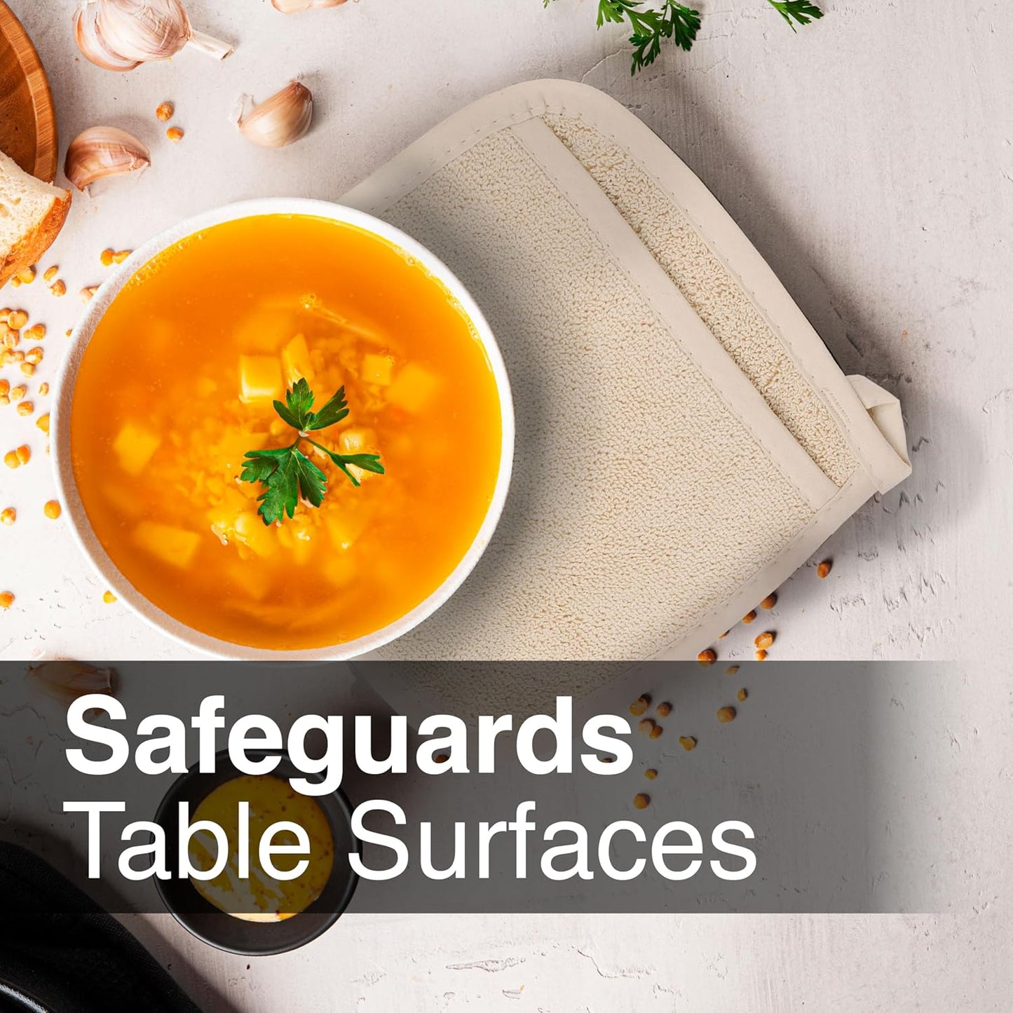 RITZ Terry Pocket Mitt & Hot Pad: Unparalleled Heat Resistant, Durable 100% Cotton,Ergonomically Designed for Optimal Grip, Easy-Care Machine Washable 4-Pack, Latte