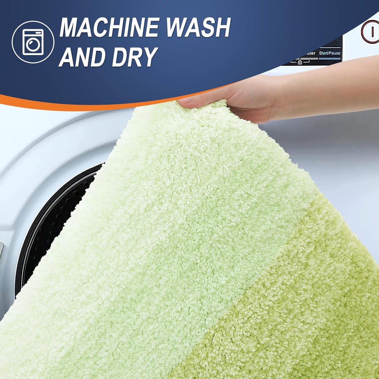 OLANLY Bathroom Rug Mat 30x20, Extra Soft and Absorbent Microfiber Bath Rugs, Non-Slip Plush Shaggy Bath Carpet, Machine Wash Dry, Bath Mats for Bathroom Floor, Tub and Shower, Light Green