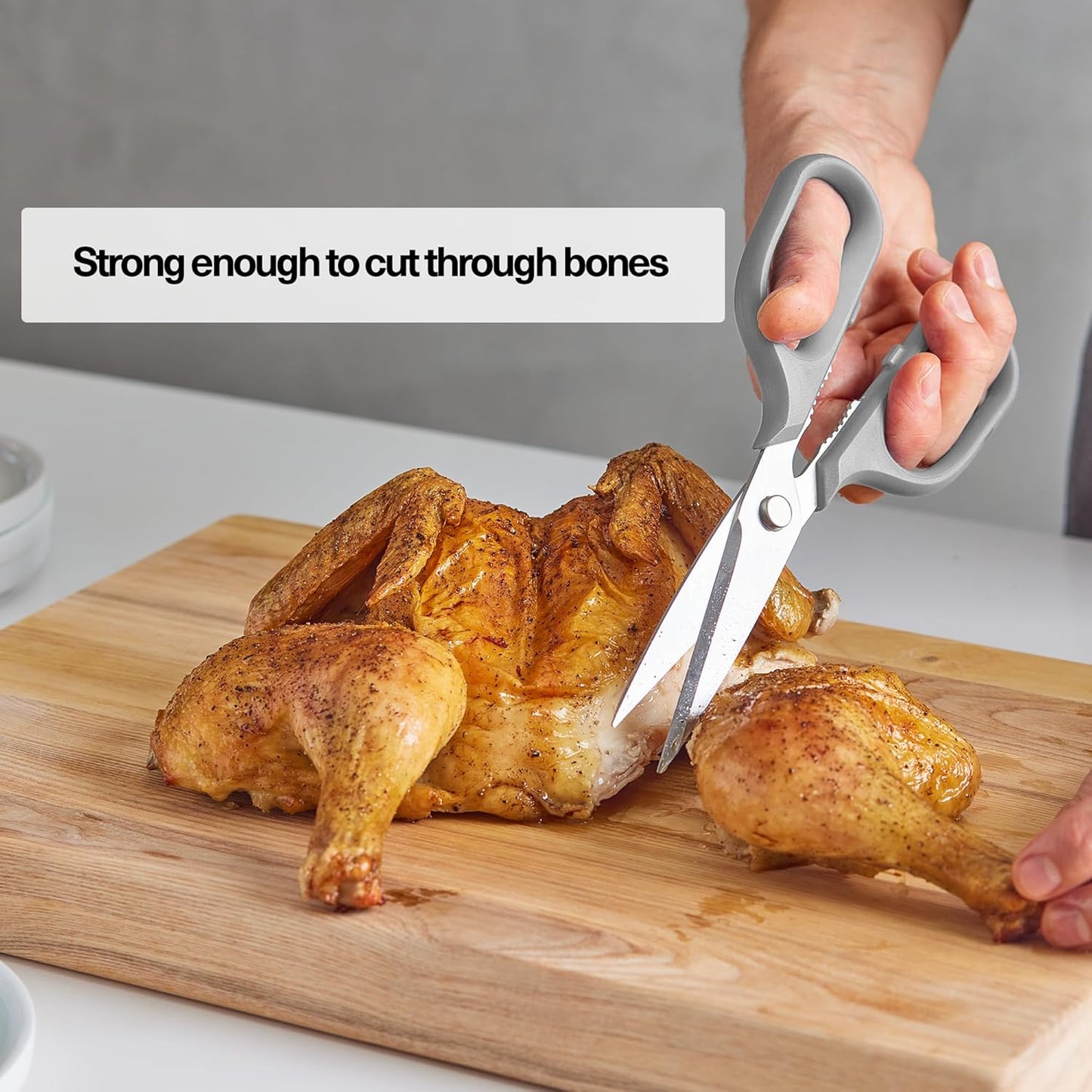 Misen Heavy Duty Kitchen Shears - Stainless Steel, Versatile and Easy Clean Scissors for Meat, Herbs and Veggies - Ambidextrous Comfort Handle - Professional Grade - Gray