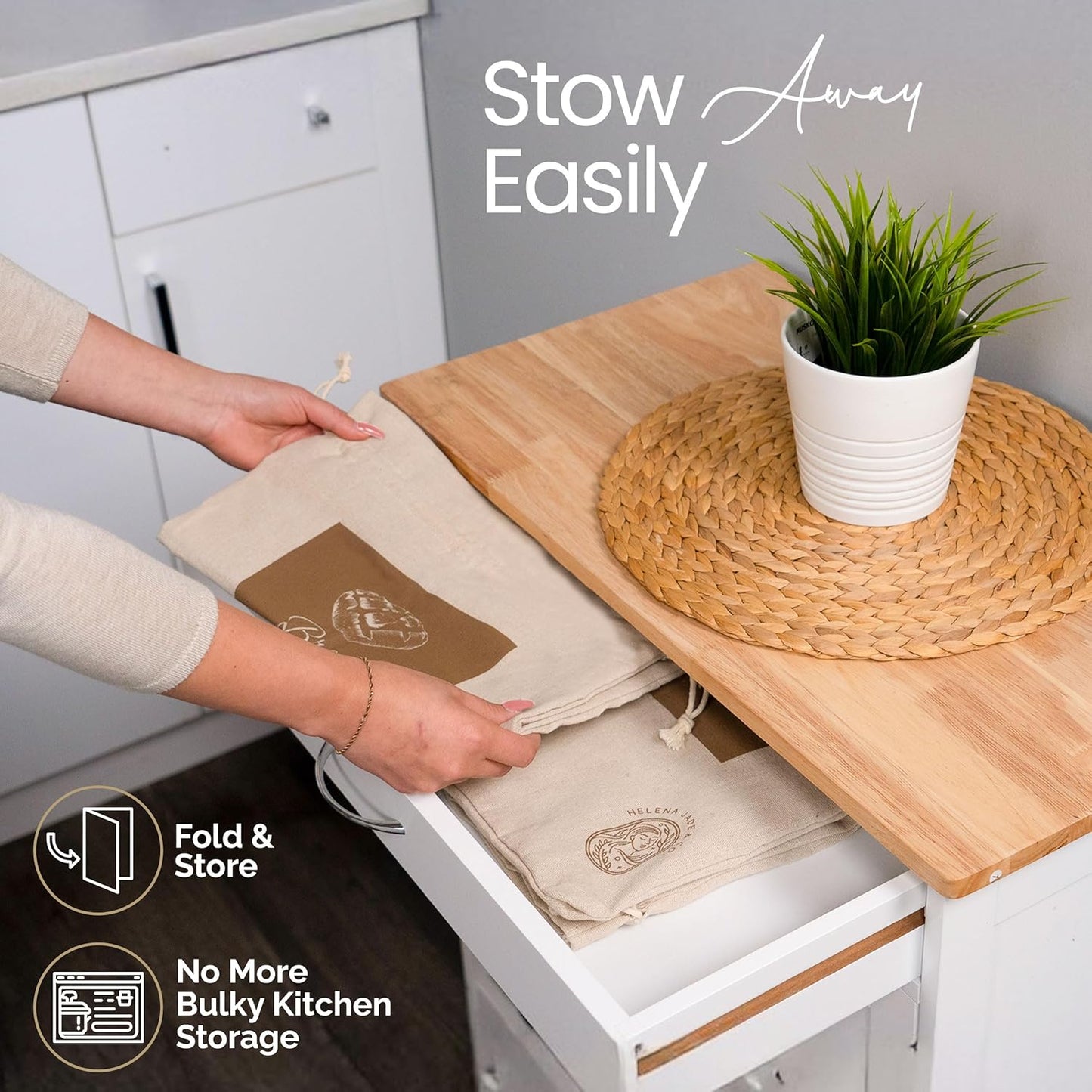 Linen Bread Bags for Homemade Bread – Easy to Clean Large Reusable Cloth Bags for Sourdough, Sandwich & Loaf Storage, BPA-Free Linen Bag with String Closure For Fresh Breads Storage (2 Pack, XL)