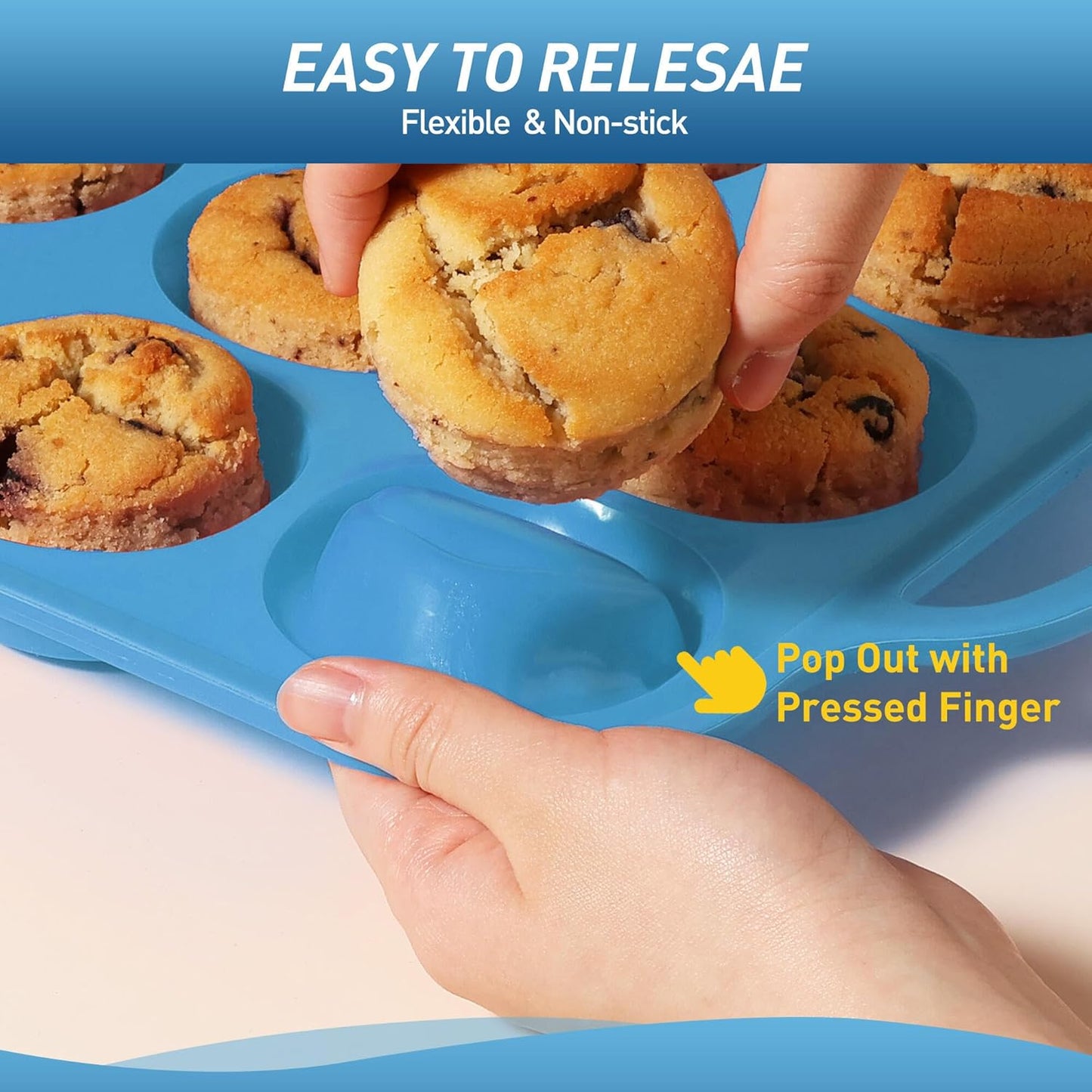 12 Cups Silicone Muffin Pan with Metal Reinforced Frame Regular Size Cupcake Pan Tray Egg Bites Silicone Circle Cookie Molds Muffin Tin Tray Tart Pans Kitchen Baking Mold Tools for Cooking