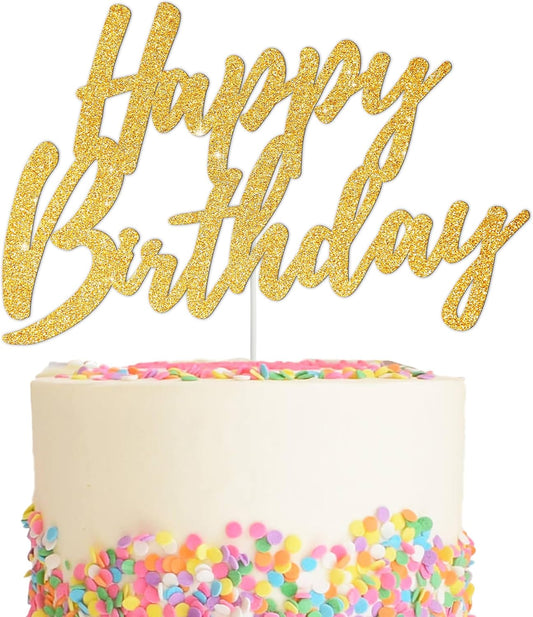 BEISHIDA Happy Birthday Cake Toppers Gold Glitter Birthday Cake Decoration Cake Baking Supplies 18th 30th 40th Birthday Cake Toppers For Boys Girls Men Women Birthday Party Photo Booth Props