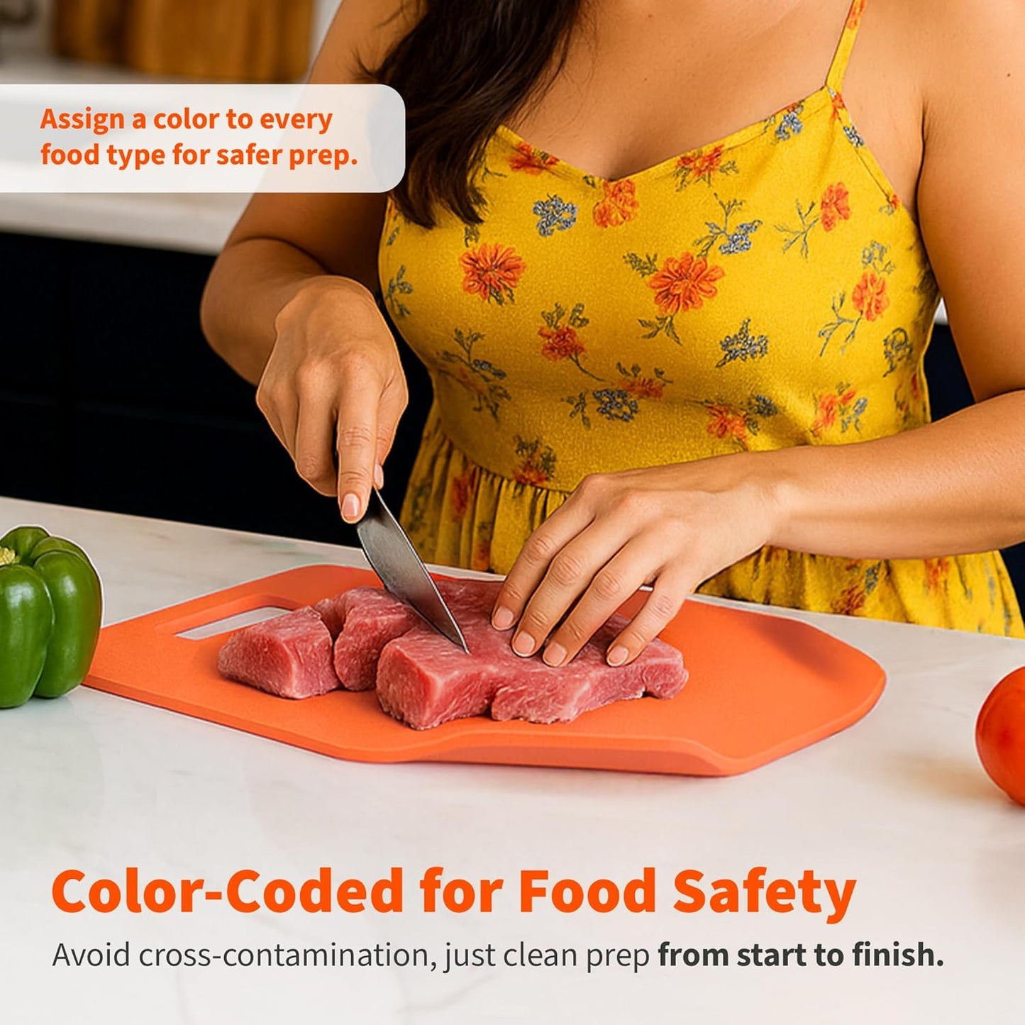 IMUSA Cutting Board Set – 3-Pack Plastic Cutting Boards for Kitchen, 11.8" x 7.4" Color-Coded Chopping Boards with Handles and Curved Edge, Nesting Small Cutting Boards, Dishwasher Safe