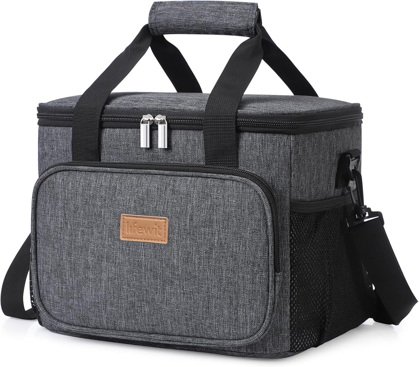 Lifewit Large Lunch Bag Insulated Lunch Box Soft Cooler Cooling Tote for Adult Men Women, Dark Gray 24-Can (15L)
