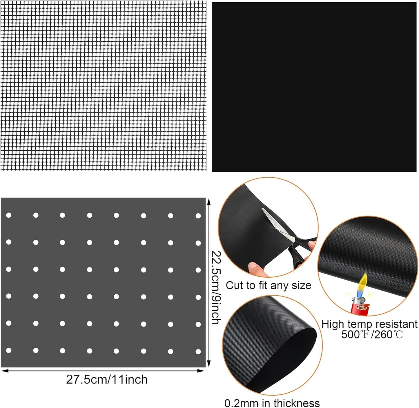 6 Pack Reusable Liners for Toaster Oven Non Stick Fryer Mat Air Fryer Oven Liners Easy Clean Toaster Mat Compatible with Cuisinart, Ninja, Kalorik Microwave(9 x 11 Inch)