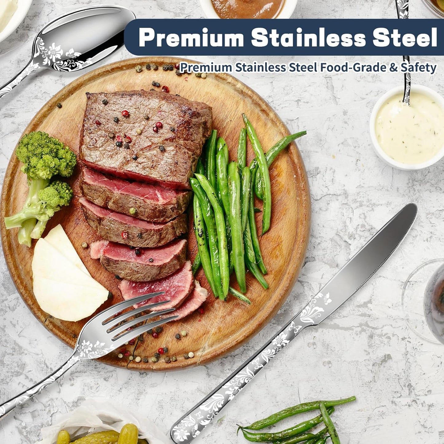 Silverware Set, 20 Piece Stainless Steel Flatware Set, Silverware Set for 4,Mirror Polished Cutlery Set, Tableware Set Includes Knife, Fork, Spoon