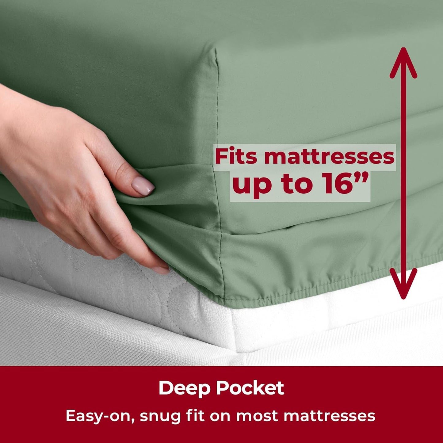 Mellanni Split King Sheets Set - 5 PC Iconic Collection Bedding - Hotel Luxury, Extra Soft, Cooling Bed Sheets - Wrinkle, Fade, Stain Resistant (Split King, Sage)