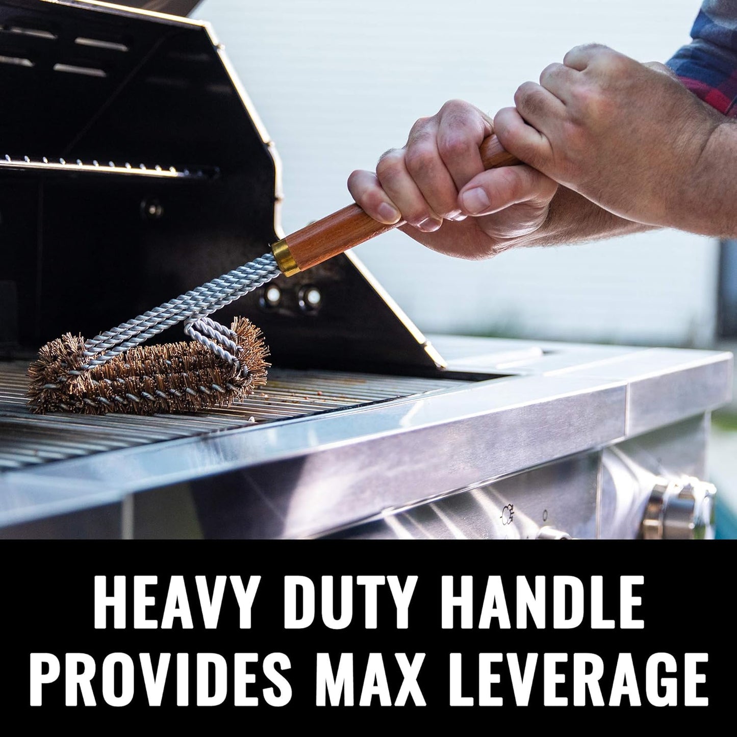 Grillaholics Pro Grill Brush Palmyra - Better Than a Bristle Free Grill Brush Natural Palmyra Bristle Brushes Clean Between The Grates and Season Your Grates