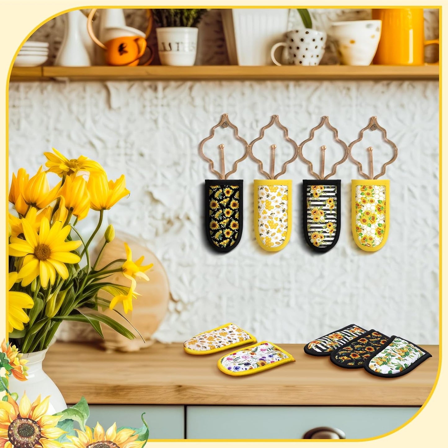 Patelai 8 Pieces Cast Iron Skillet Handle Covers Pan Handle Holder Sleeve Heat Resistant Non Slip Skillet Pot Holders Mitt Protector for Kitchen Cooking BBQ Baking Cookware, 8 Styles