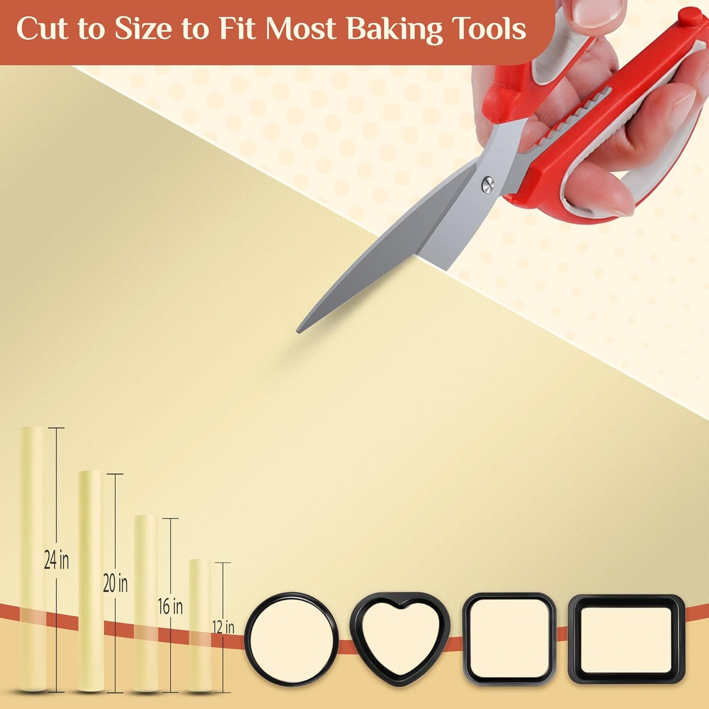 Silicone Baking Mat, 20 IN x 6 FT Free Cutting Baking Sheet,Non-Stick Reusable Dough & Pastry Mat,Non-Slip Silicone Mat Roll for Air Fryer Liner,Freeze Dryer,Oven Baking Pan,Kitchen Counter