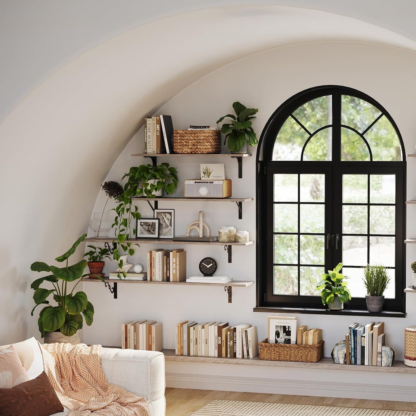 DINZI LVJ Long Wall Shelves, 39.4 Inch Large Floating Shelves Set of 2, Wide Display Shelf Wall Mounted with Brackets, Easy Hanging for Living Room, Toilet, Office, Bedroom, Greige