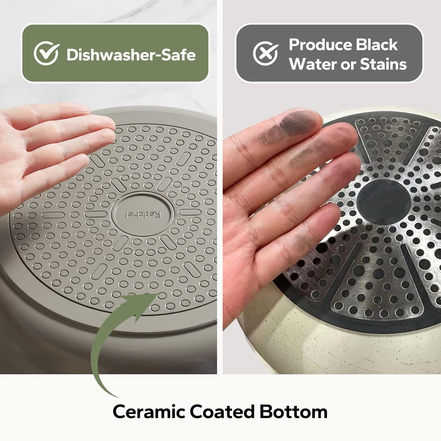 Redchef Non Stick Frying Pans, Ceramic Pan, Non-toxic Healty Skillet Omelet Pan with Heat-Resistant Handle, PFOA & PFAS Free, Compatible with All Stovetops, Dishwasher Safe, Even Heating, Gray, 11"