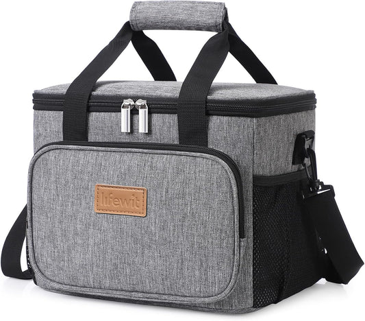Lifewit Medium Lunch Bag Insulated Lunch Box Soft Cooler Cooling Tote for Adult Men Women, Gray 12-Can (9L)
