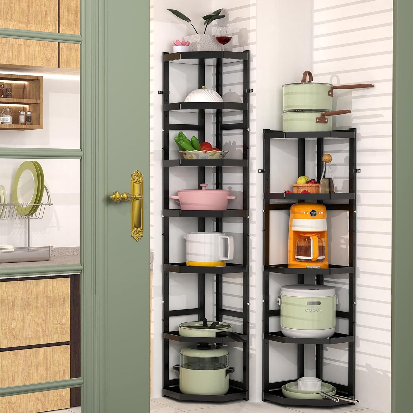 5-Tier Multifunctional Adjustable Pan & Pot Rack for Kitchen, Pan Organizer, Pot Lid Organizer (Big Corner 5-tier)