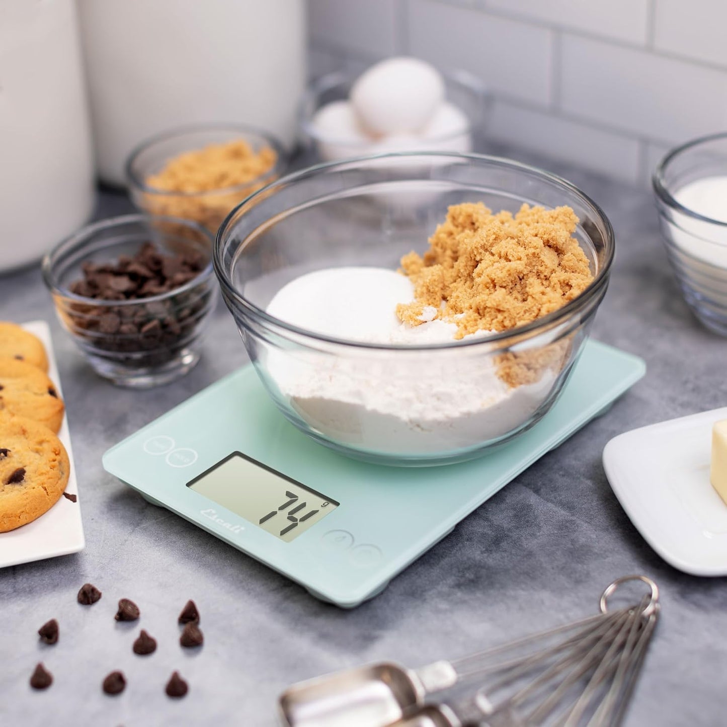 Escali Arti Classic Digital Coffee Scale Espresso Scale and Countertop Food Scale, 15-Pound Capacity, Teal