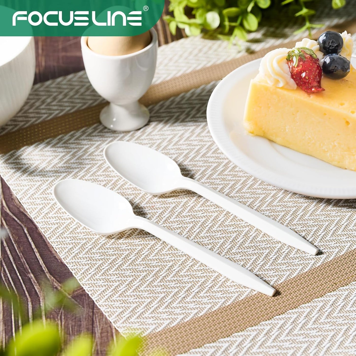 FOCUSLINE 1000 Pack Plastic Teaspoons White, Disposable Spoons Bulk, Heat Resistant Disposable Spoons for Take out Restaurants, Family Gatherings, Outdoor Activities
