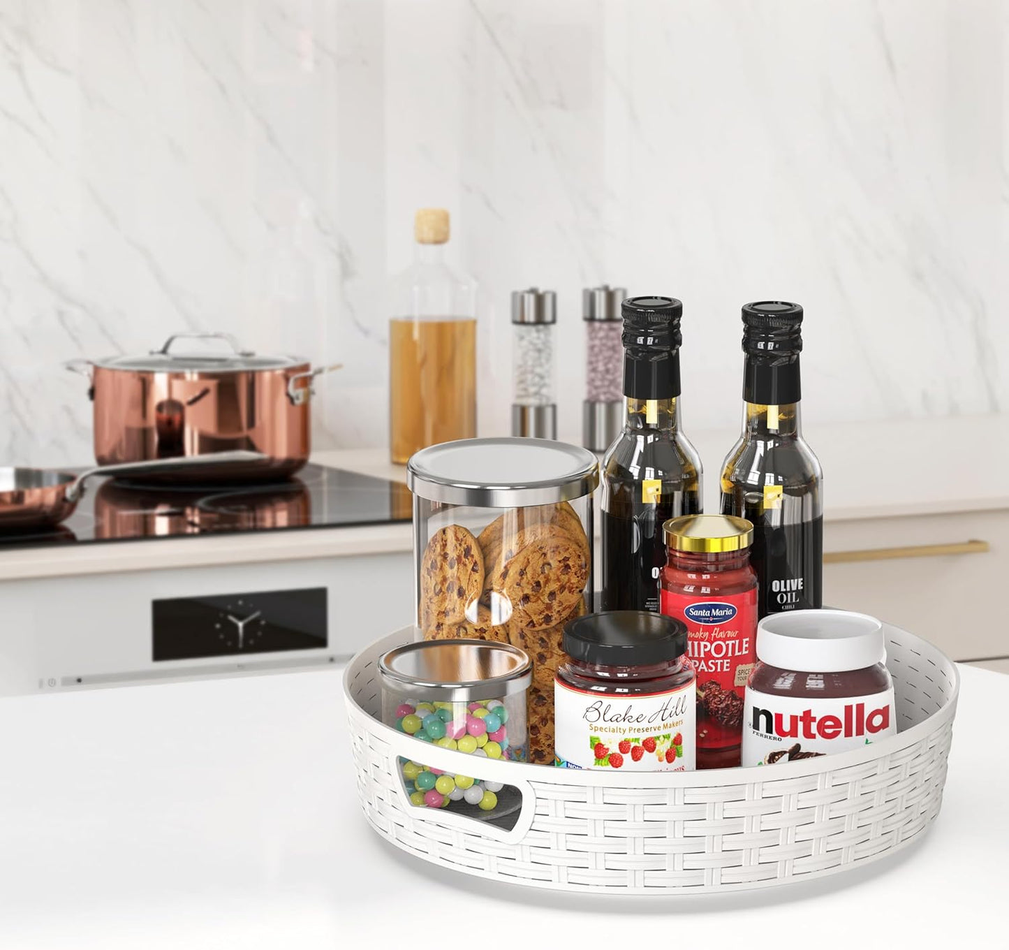 Simple Houseware 12-Inch Non-Skid Storage Lazy Susan Multifunctional Organizer, White