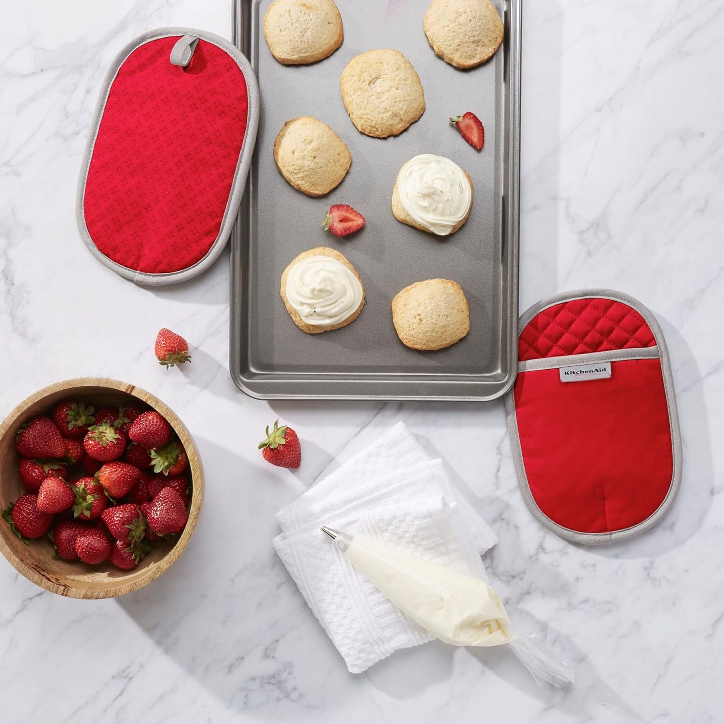 KitchenAid Asteroid Pot Holder 2-Pack Set, Fire Red, 6.5"x10"