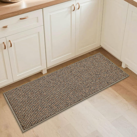 BEQHAUSE Kitchen Runner Rugs 20"x48", Non-Slip Kitchen Mats for Floor, Super Absorbent and Stain Resistant Kitchen Rug, Machine Washable Rugs for Kitchen, Hallway, Laundry & Sink, Taupe