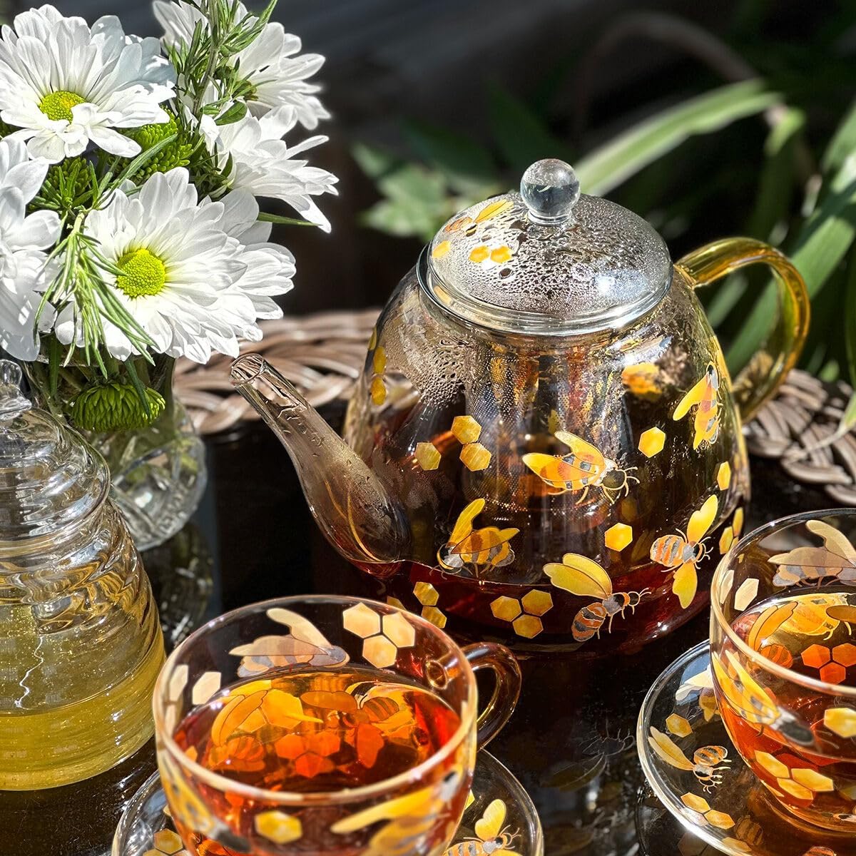 Heat-Resistant Glass Teapot with Infuser (Honey Bee)
