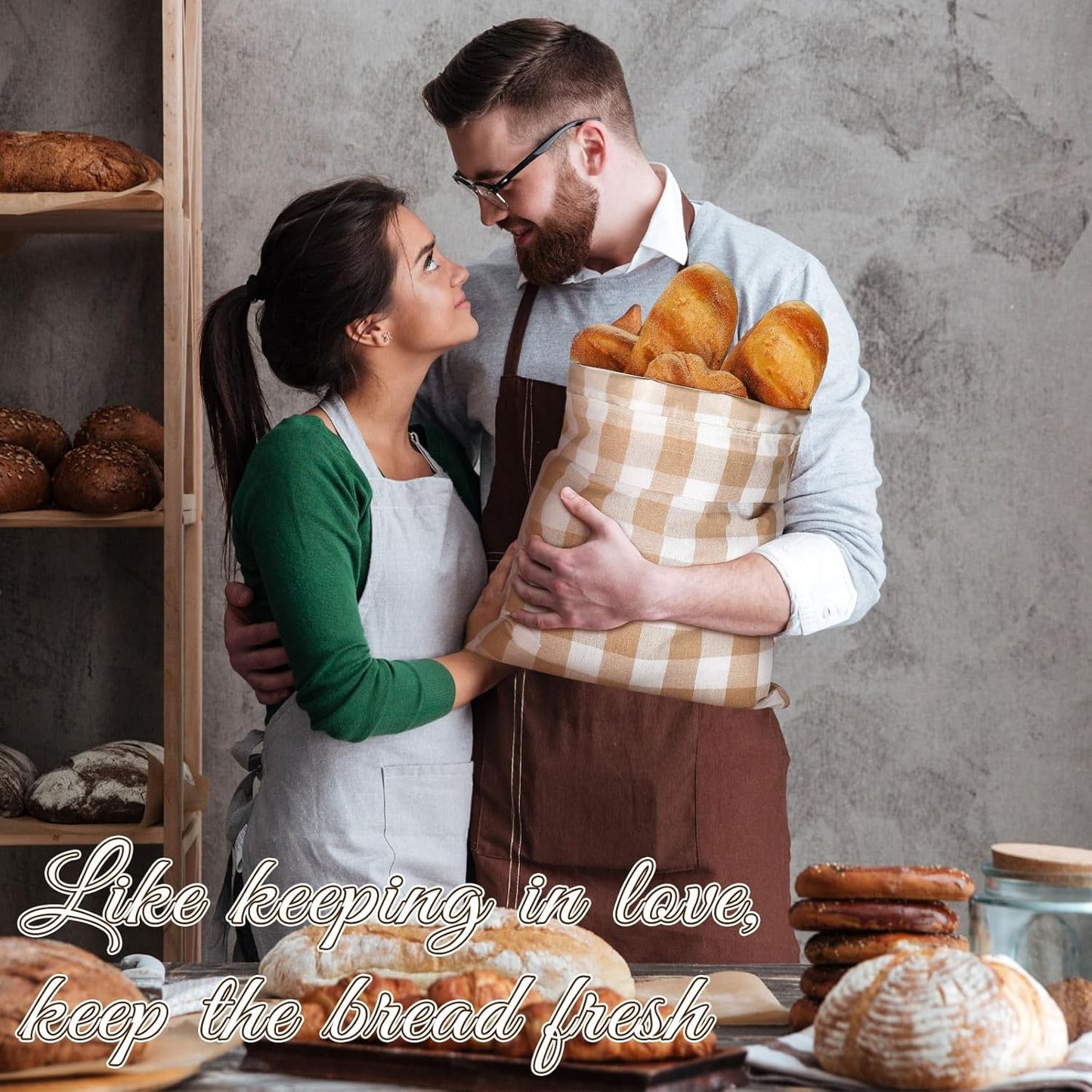 2 Pcs Lined Bread Bags for Homemade Sourdough Bread Reusable Storage Bag with Plastic 13 * 17 Inch Lined Saver Container Bag Cotton Homemade Bags(Classic Style)