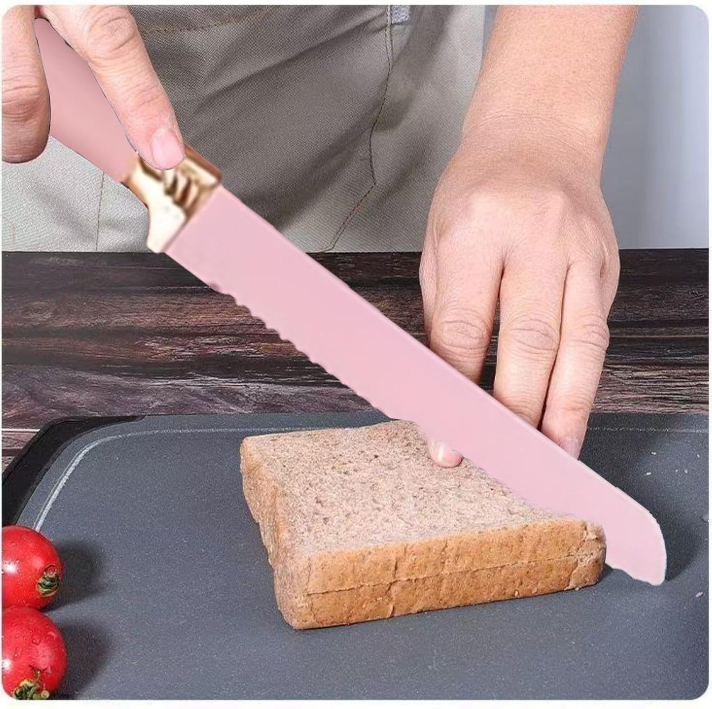 Kitchen Utensil Set with Holder, 19-Piece Silicone Cooking Tools, Wooden Handles, Available in White, Grey, Pink,Black (Pink)