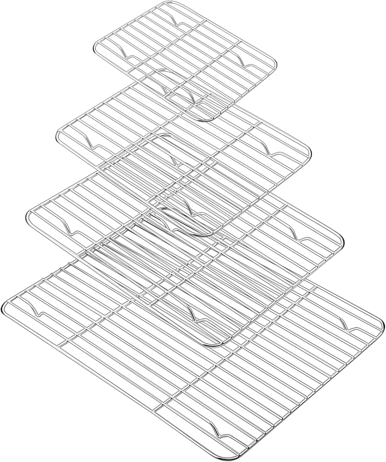 Baking Cooling Rack Set Stainless Steel Baking Racks, Roasting Rack for Roasting Grilling Cooking and Baking, Heavy Duty Wire Racks, Oven & Dishwasher Safe, 4 Various Sizes