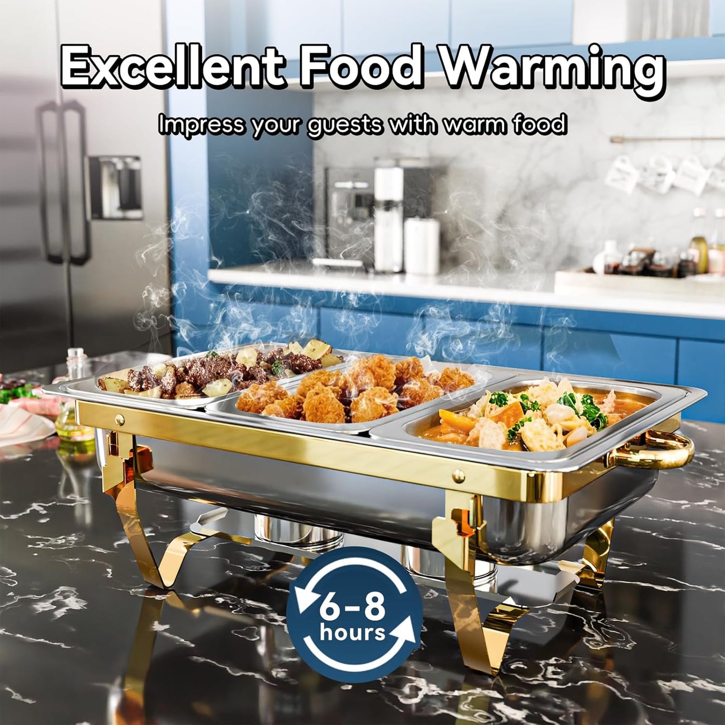 9Qt 4 Pack [Multiple Food Pans Combo] Chafing Dishes for Buffet | High Grade [Durable and Hard] Chafing Dish for Parties, Events & Weddings, Indoors & Outdoors