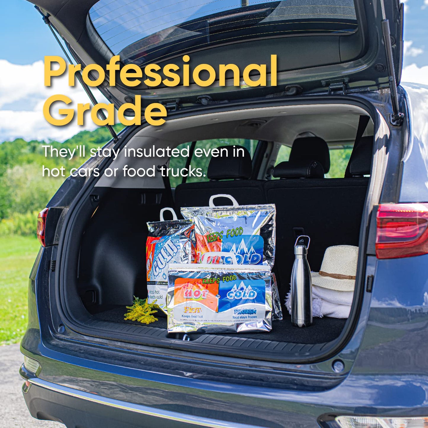 Superio Hot and Cold Insulated Bags for Food Delivery, Grocery Shopping Bags, Food Storage for Hot and Frozen Food for Travel, Disposable Cooler Bag, Reinforced Thermal Lunch Bag (1, 13.5"x17.5")