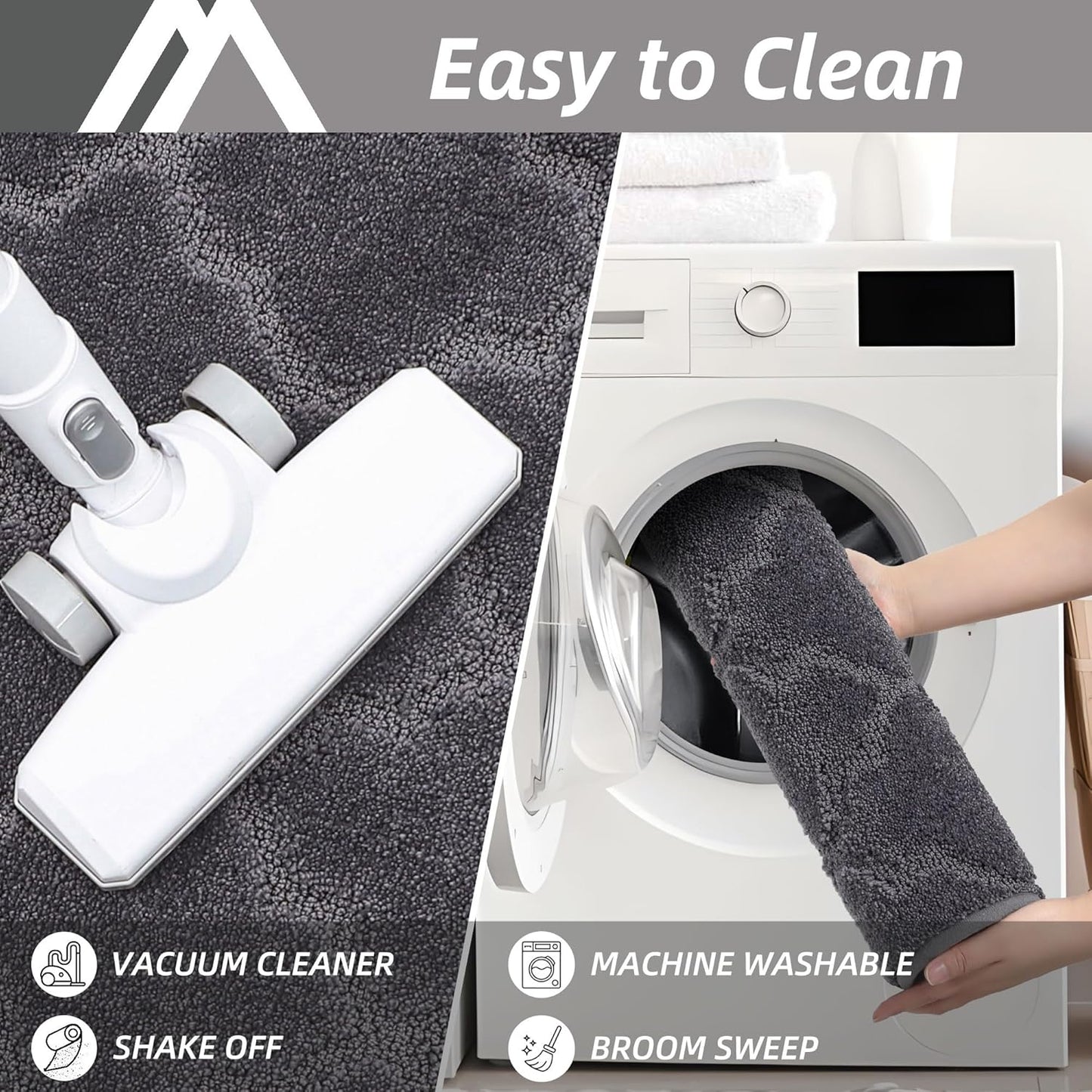 COSY HOMEER Soft Kitchen Rugs [2 PCS] for in Front of Sink Super Absorbent Kitchen Floor Mats and Mats 24x35 Inch/24X60 Non-Skid Kitchen Mat Standing Mat Washable,Polyester,Dark Grey