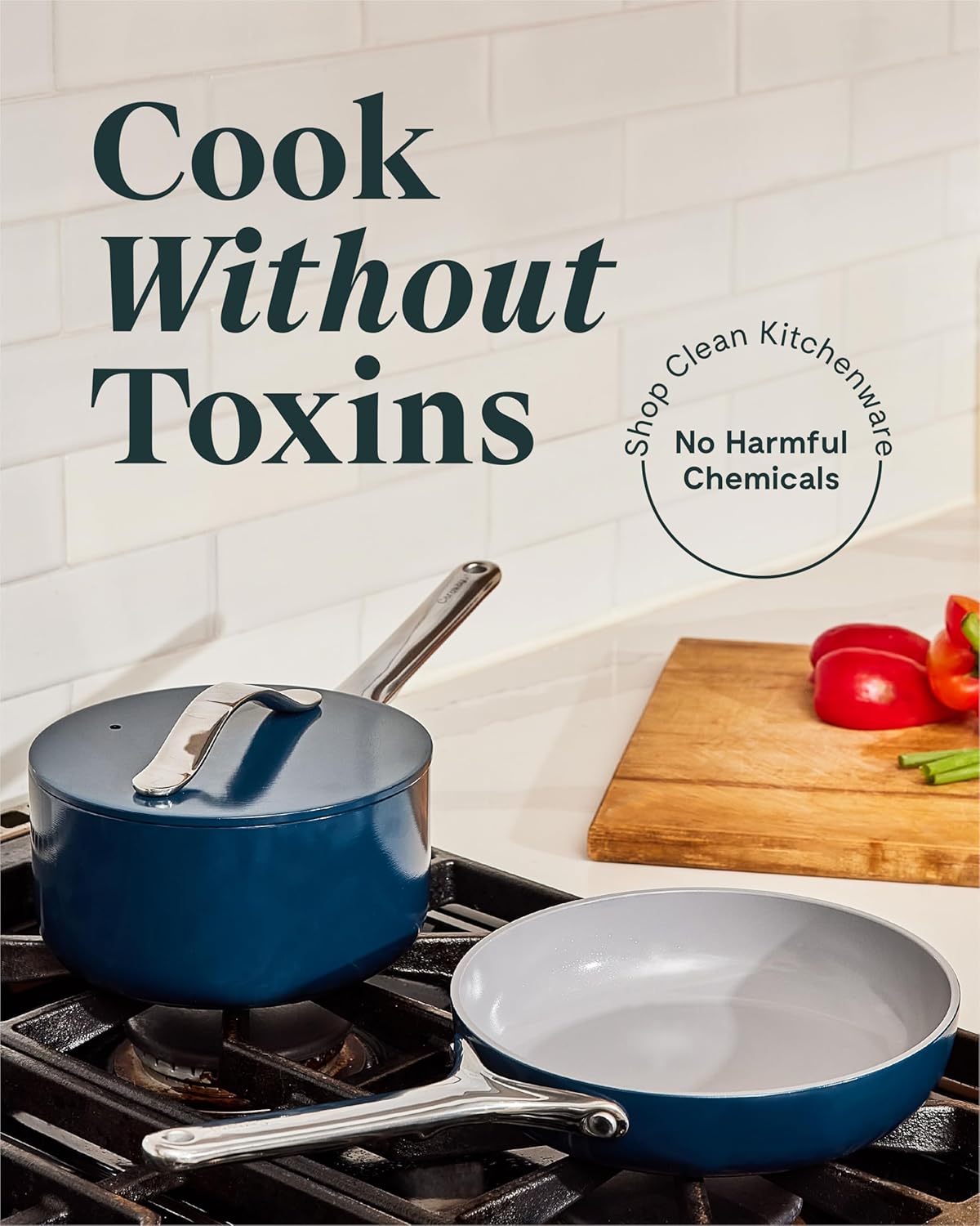 Caraway Mini Cookware Set - Non-Stick Ceramic Fry Pan (1.05 qt, 8") Sauce Pan (1.75 qt) & Storage Rack - Non Toxic, PTFE & PFOA Free - Oven Safe & Stovetop Agnostic (Gas, Electric & Induction) - Sage