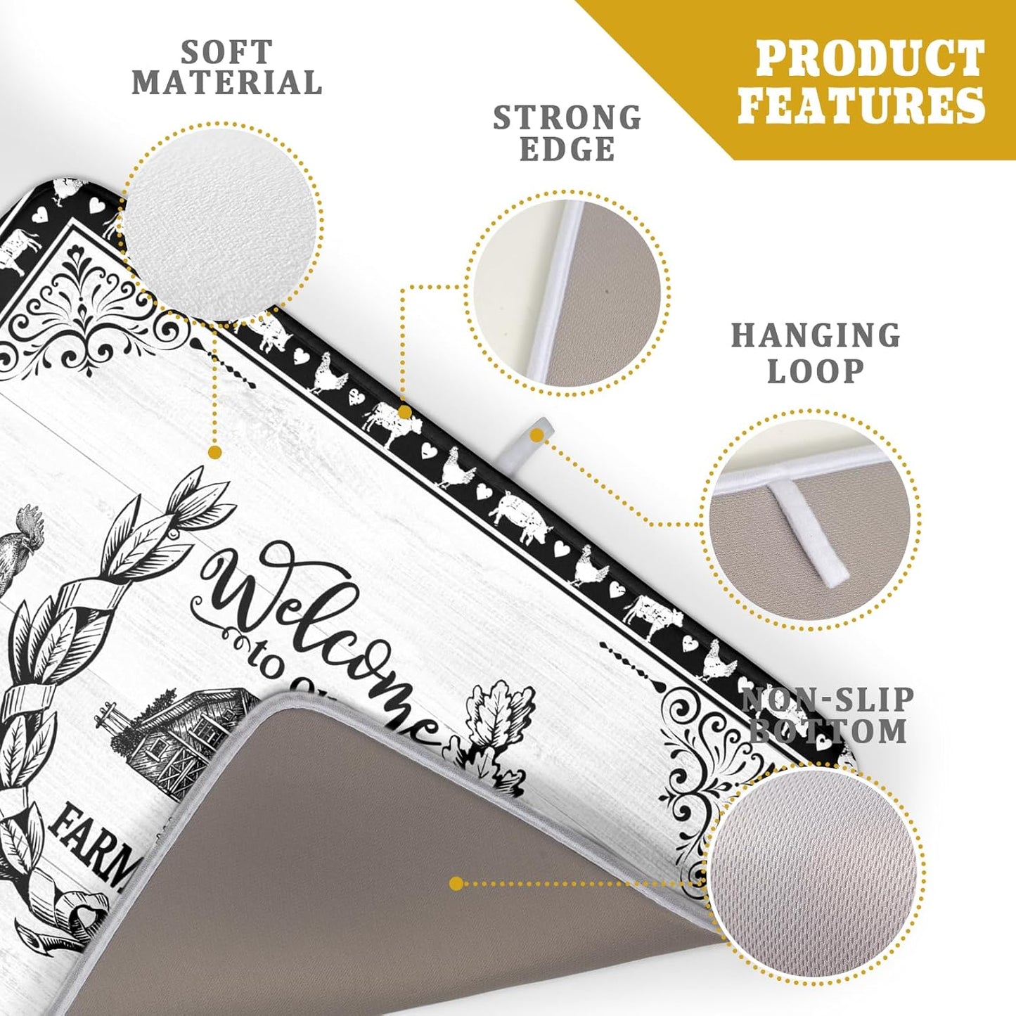 Farm Animal Dish Drying Mat 18x24 Inch Welcome to Our Farmhouse Microfiber Dish Drainer Pads Absorbent Fast Dry Kitchen Accessories