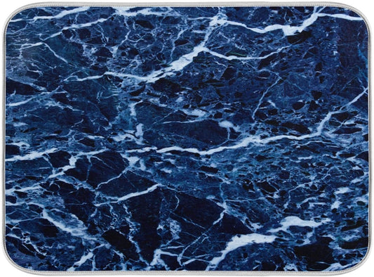 Super Absorbent Dish Drying Mat, Microfiber Fast-Drying Dish Mat, 16" x 18, Kitchen Dish Drying Pad, Navy Blue Marble…