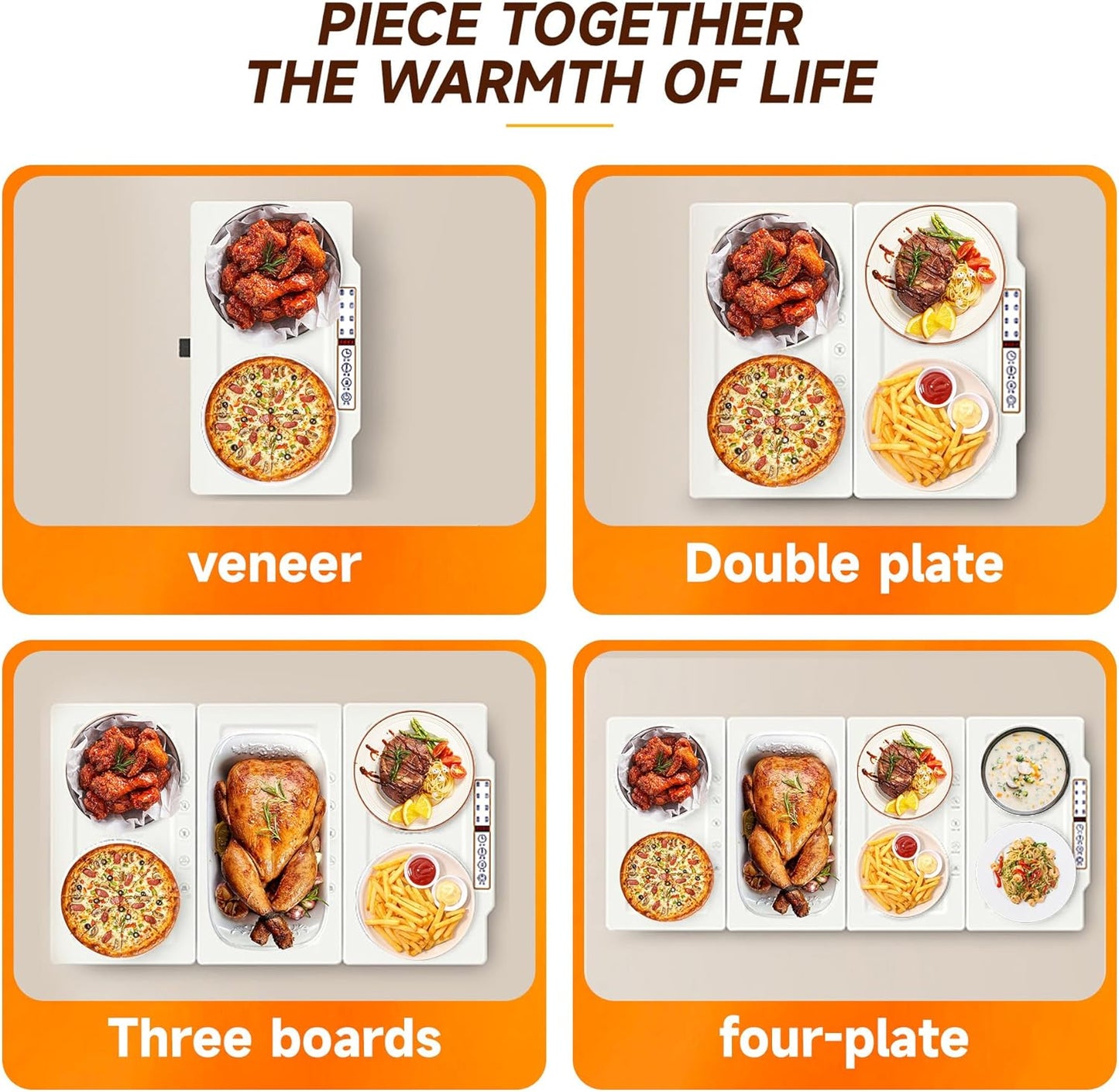 TOPRATED Large Splicing Electric Warming Tray (17x15 inch), Metal Foldable and Portable Heating Warmers Food Warming Mat for Kitchen,Parties, Buffet, Restaurant, Family dinner,Countertop