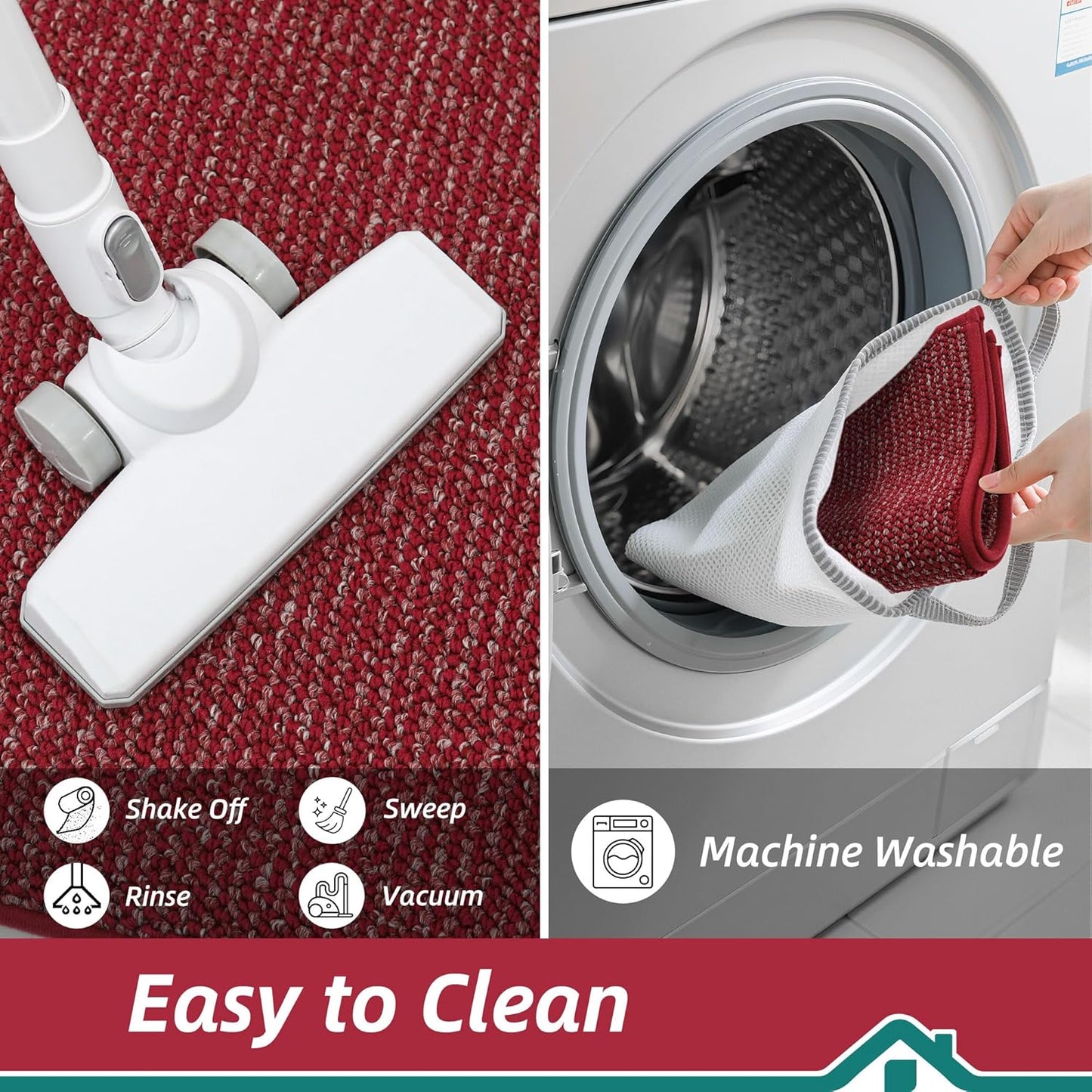 BEQHAUSE Kitchen Runner Rugs 24"x60", Non-Slip Kitchen Mats for Floor, Super Absorbent and Stain Resistant Kitchen Rug, Machine Washable Rugs for Kitchen, Hallway, Laundry & Sink, Red