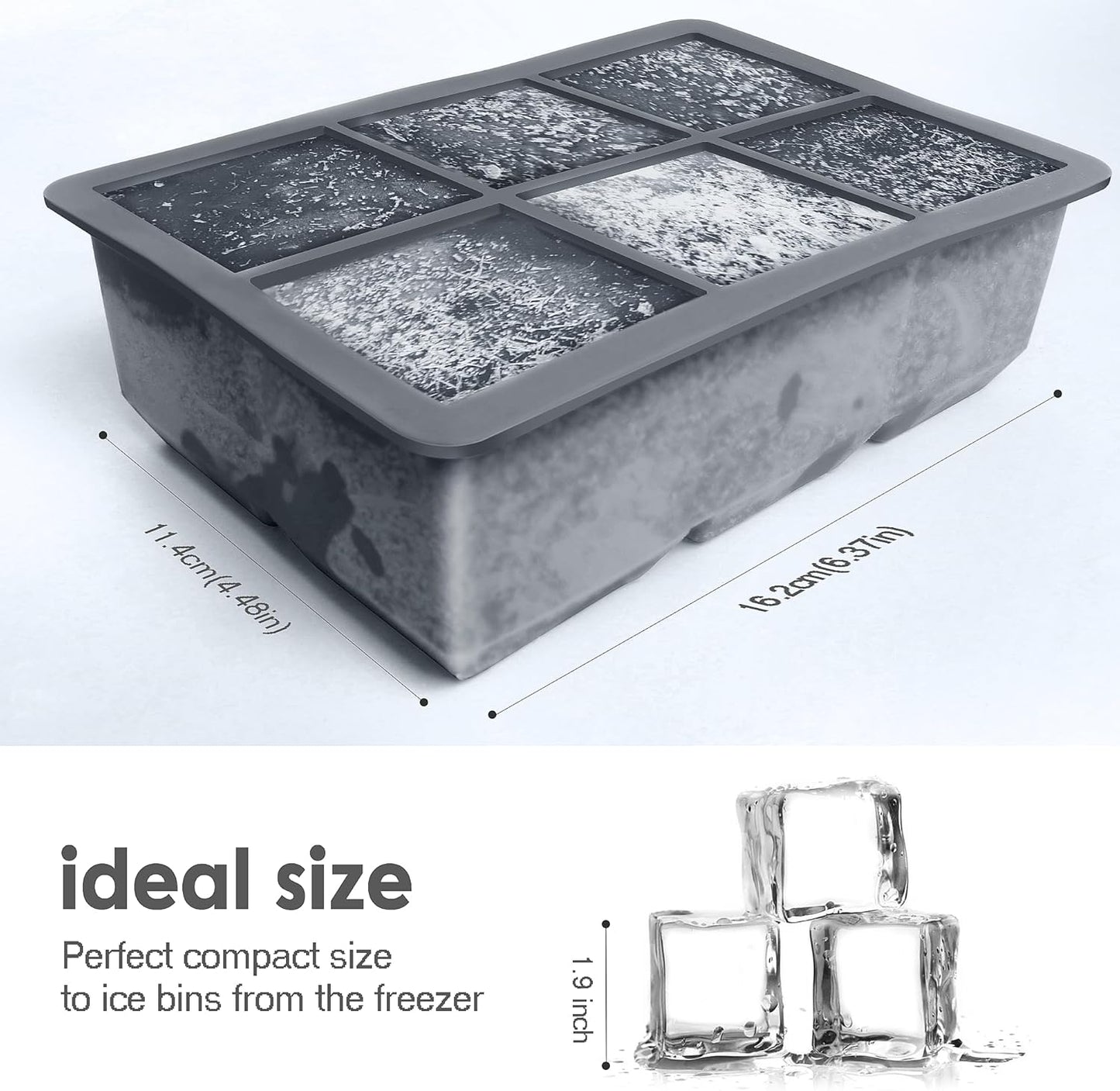 Silicone Ice Cube Trays 3 Pack - Large Size Silicone Ice Cube Molds with Leak Proof Removable Lid Square Ice Cube Tray And BPA Free for Cocktail,Whiskey, Stackable Flexible Ice