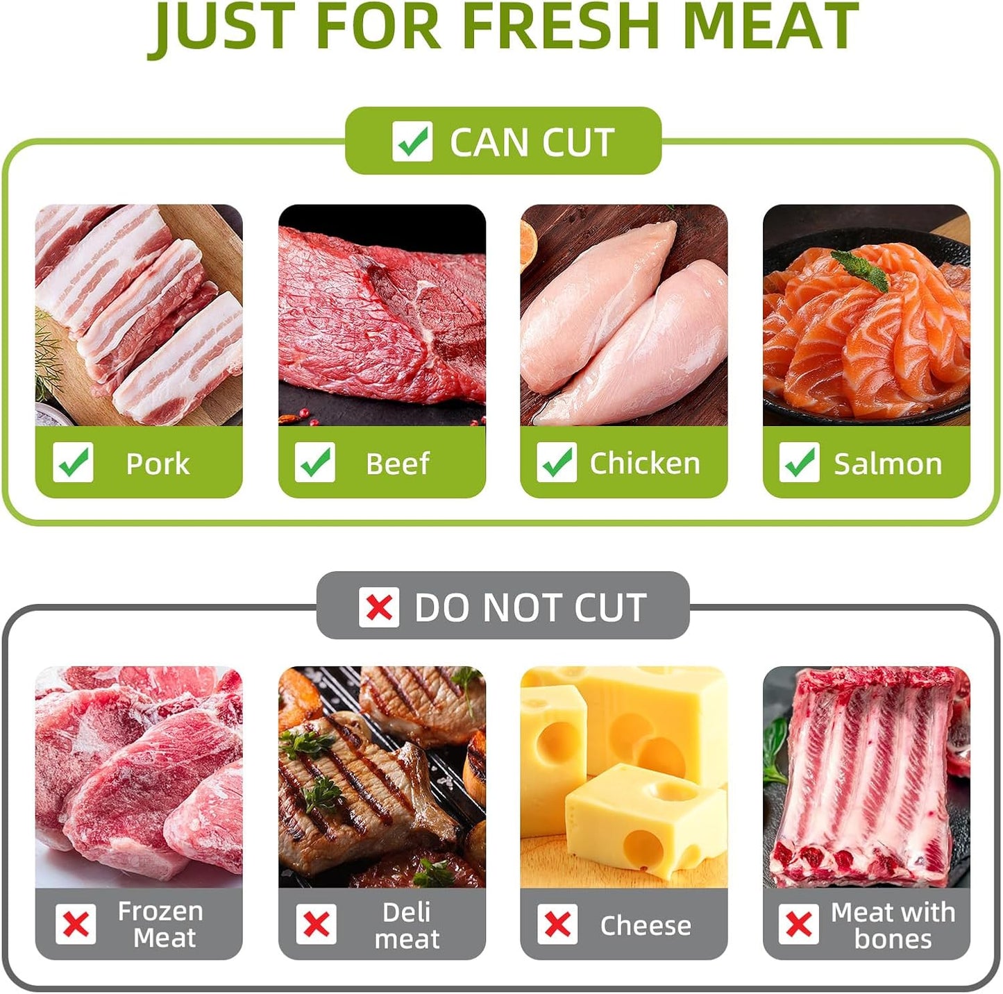 Fresh Meat Slicer, Thickness Adjustable 2 or 4 mm, 17 IN 1 Stainless Steel Manual Meat Cutter, Cleaver Kitchen Knife, Jerky Slicer Suit for Chicken Breast Beef Pork (Gray)