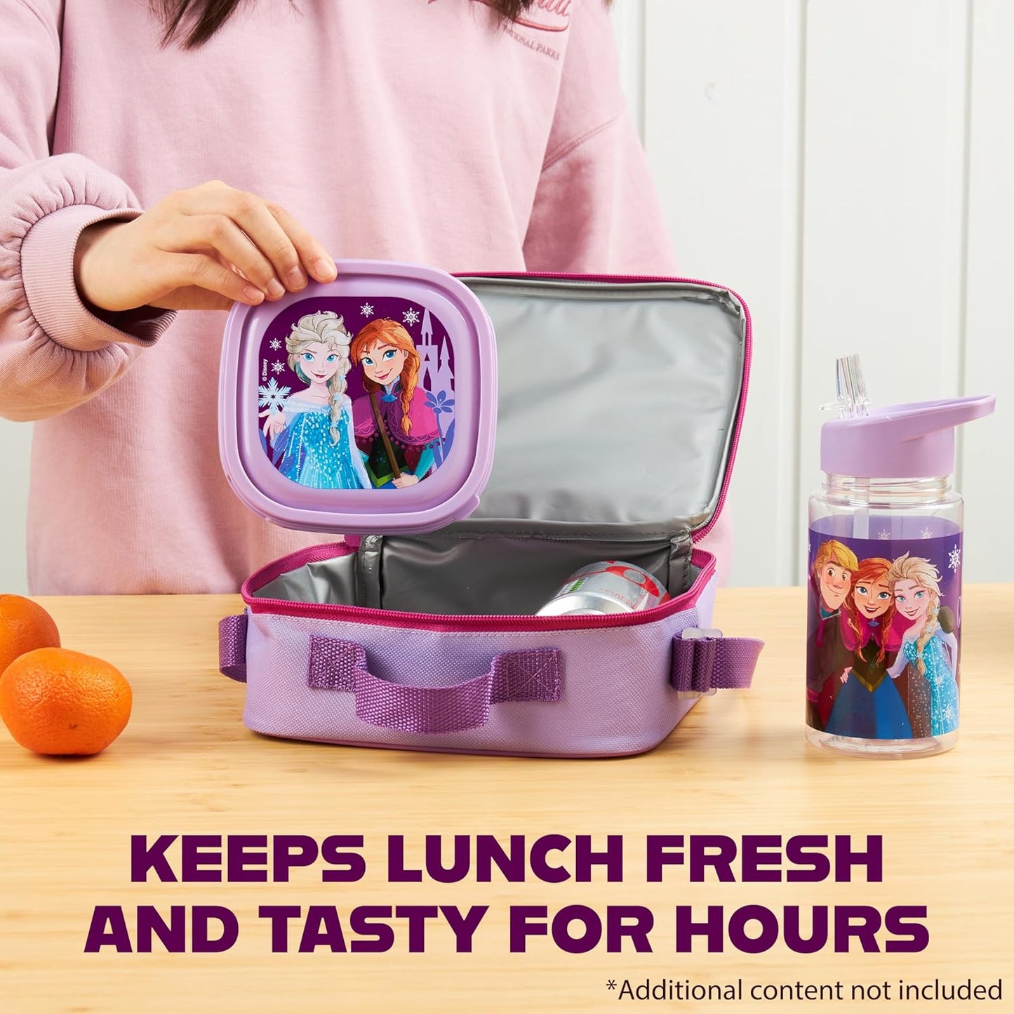 Get Trend Disney Frozen Kids Lunch Bag Set 3 Pc with Leak Proof Water Bottle and Small Lunch Box Insulated for School Daycare or Travel (Frozen)