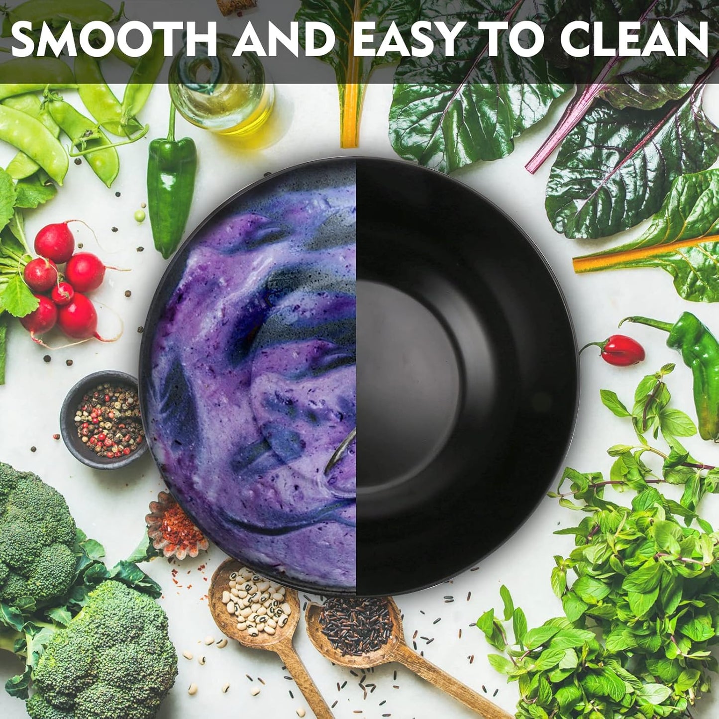 ShineMe Salad Bowl with Lid, 125oz Black Large Salad Mixing Bowl Set with Utensils, Bamboo Fiber Airtight Kitchen Bowl for Storing, & Mixing & Serving & Travelling Indoor & Outdoor