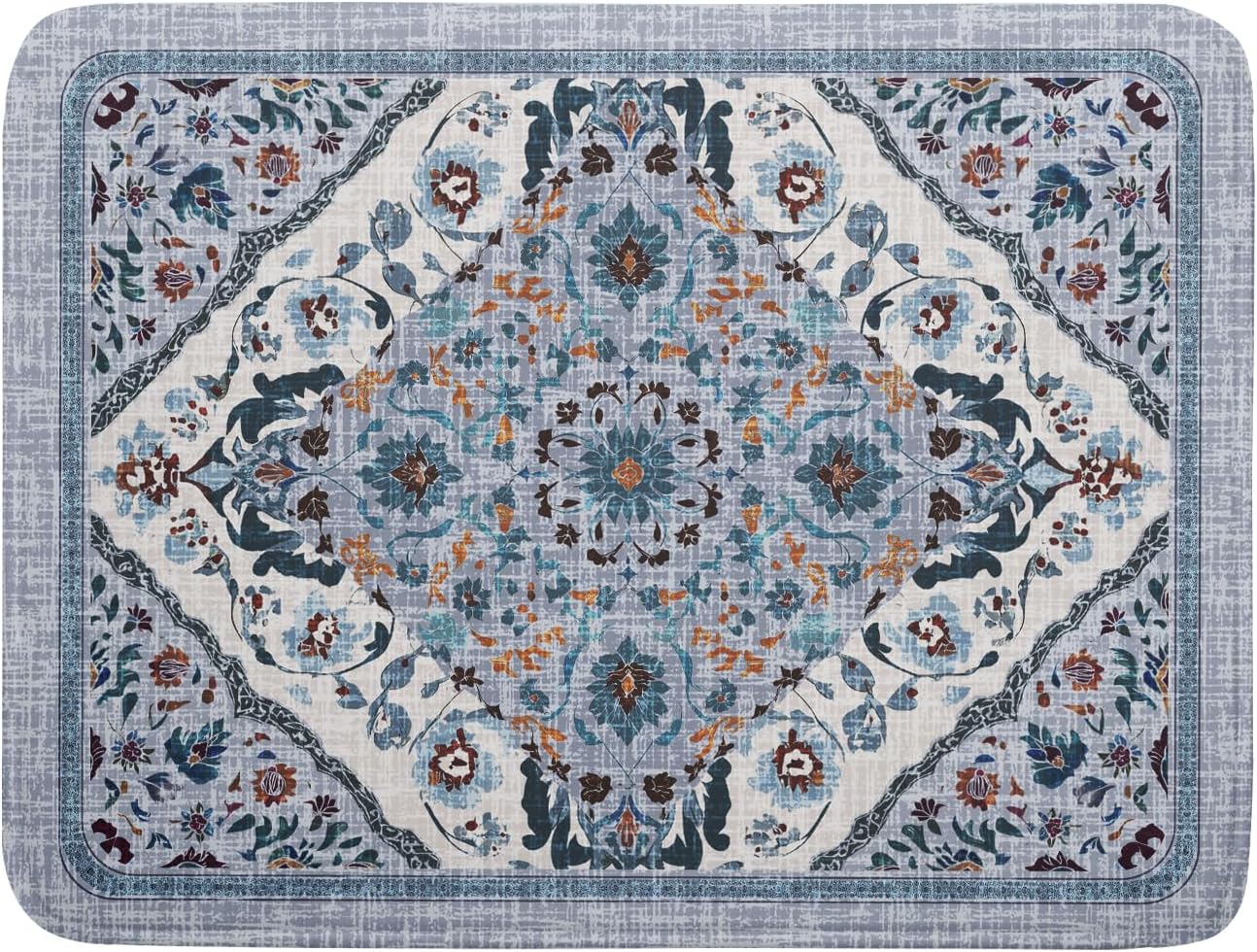 Boho Flower Dish Drying Mat Blue Bohemian Dishes Drainer Rack Mat 18x24 Inch Microfiber Kitchen Drying Pad for Countertop Tableware Decor