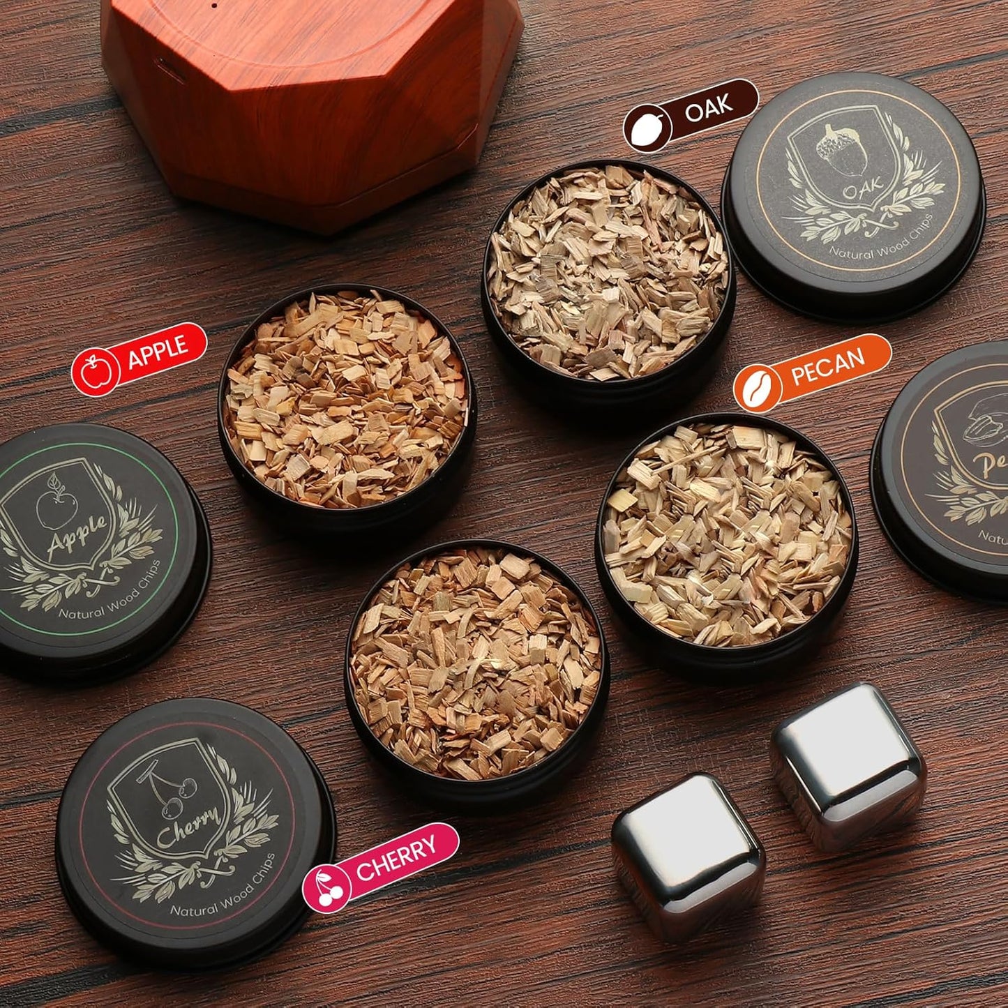 Electric Whiskey Smoker Kit with 4 Wood Chips,2 Whisky Stones,Cocktail Smoker Kit Built-in Lighter, No Butane Needed,Old Fashioned Drink Smoker Kit, Bourbon Whiskey Gifts for Men,Dad,Husband