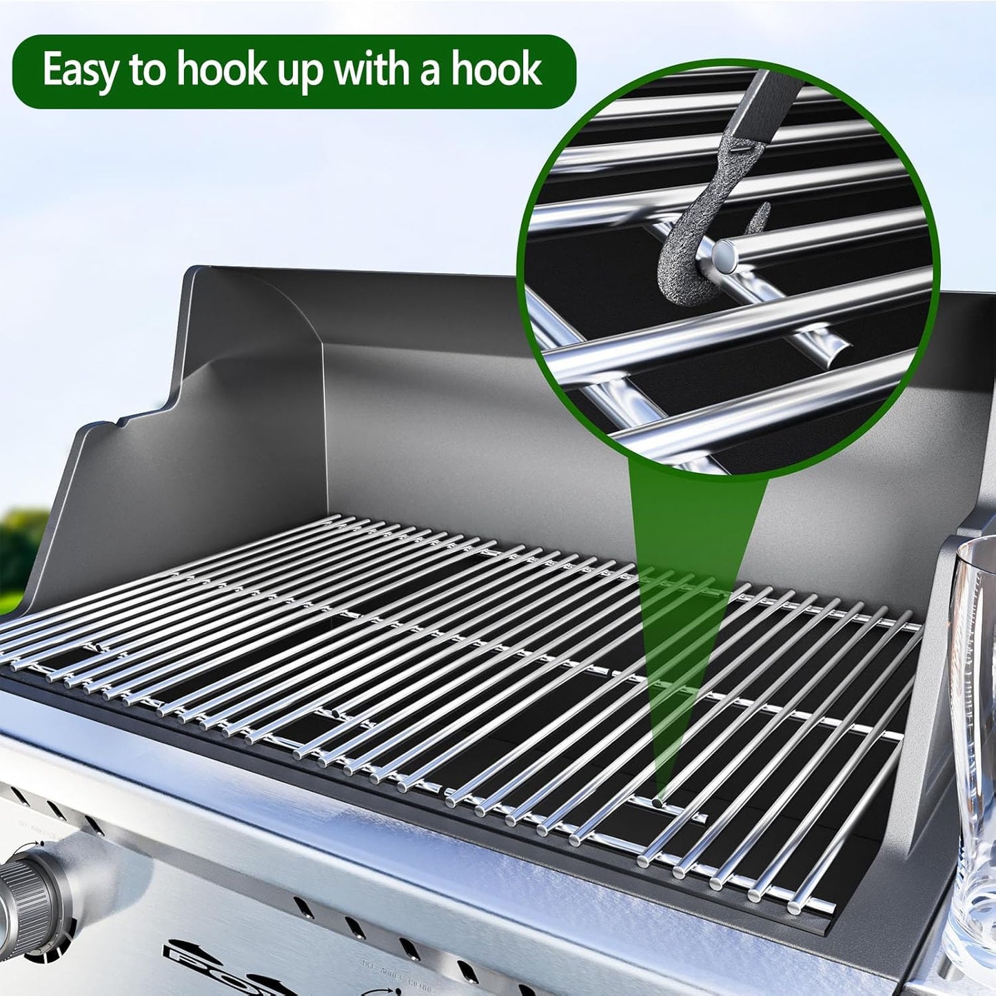 16 15/16" Grill Grates for Charbroil Advantage 4 Burner 463344116 463343015 463344015 463240015 463340516, Stainless Steel Cooking Grids Replacement Parts for Charbroil G460-0500-w1, G530-b700-w1