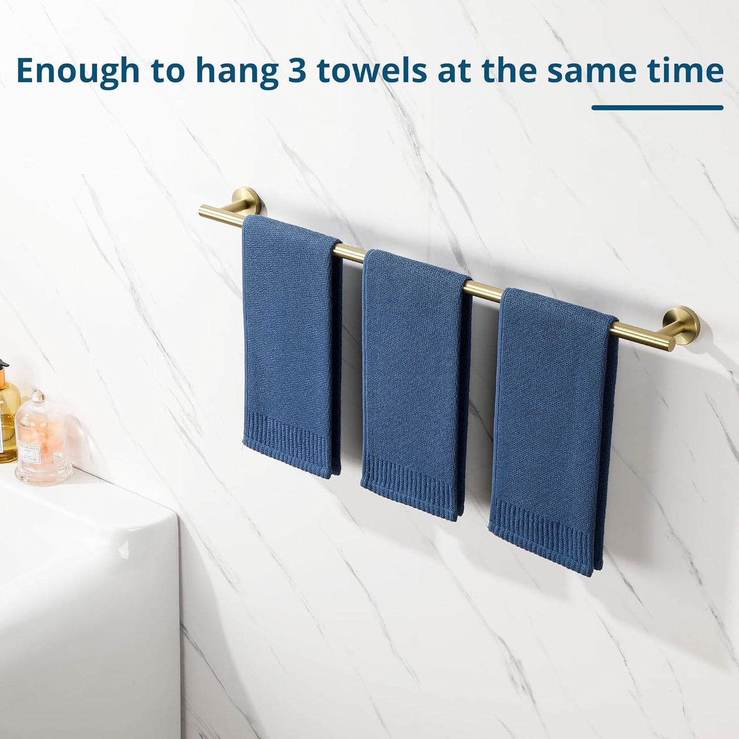 SAYAYO Towel Racks for Bathroom, 31.5 Inch Towel Bar Brushed Gold, Towel Rod Wall Mount, SUS304 Stainless Steel Towel Holder (29 Inch Total Length)