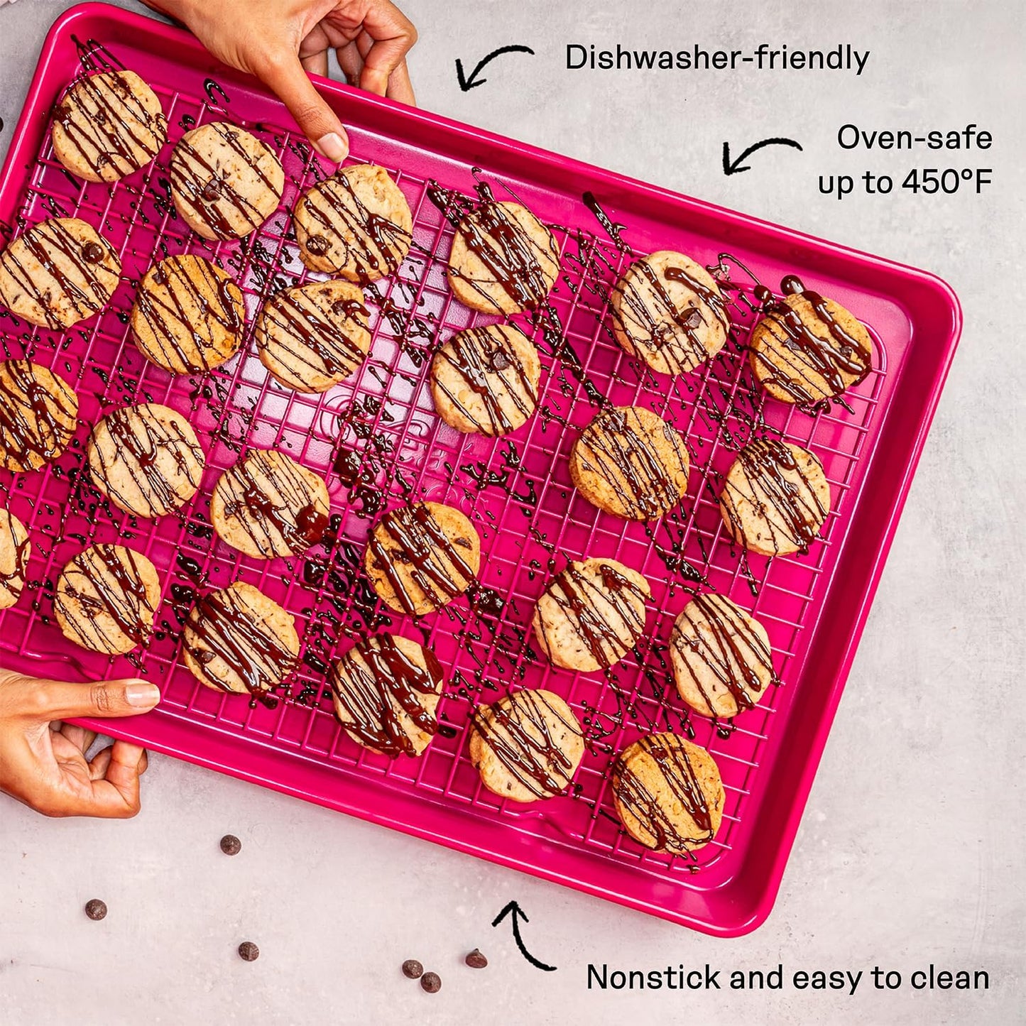 Great Jones Big Chill Wire Cooling Rack (Broccoli) – 16.9" × 11.4" Heavy-Weight Aluminized Steel,Nonstick Baking Rack – Oven Safe 450 °F, Bacon & Cookie Cooling Rack – Fits Half Sheet Pans