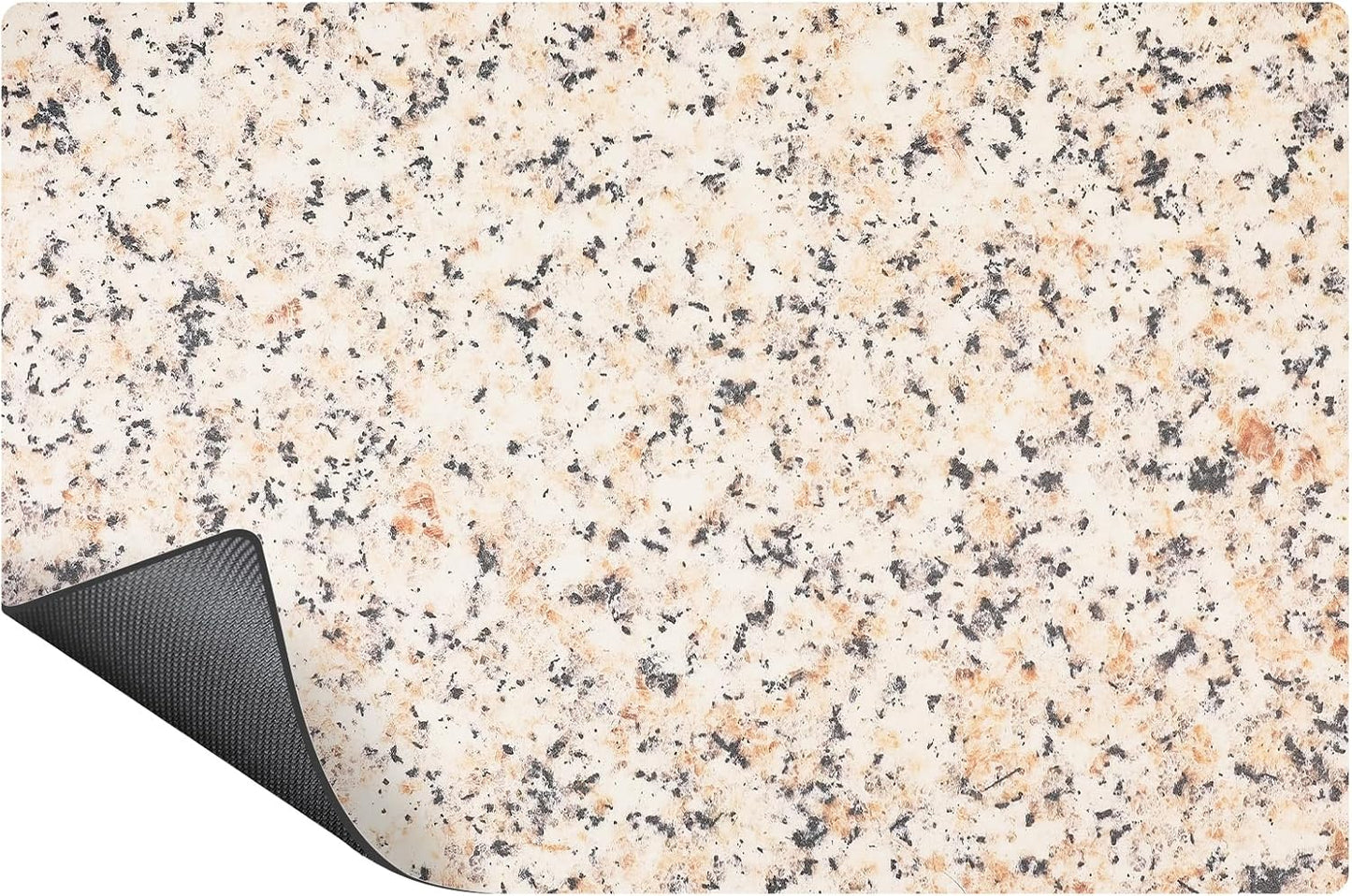 SUEH DESIGN Coffee Mat, Absorbent Dish Drying Mat 23.6 x 15.7 in Quick Dry Coffee Mat Large Drying Mats for Kitchen Counter Coffee Bar, Granite Brown