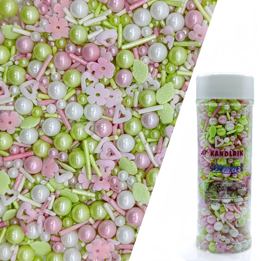 Flower Sprinkles Candy Mix Size Edible Pearls Cake Decorations Cupcake Toppers Cookie Decorating Perfect for Wedding Party Valentine Halloween Christmas Supplies 4.58OZ