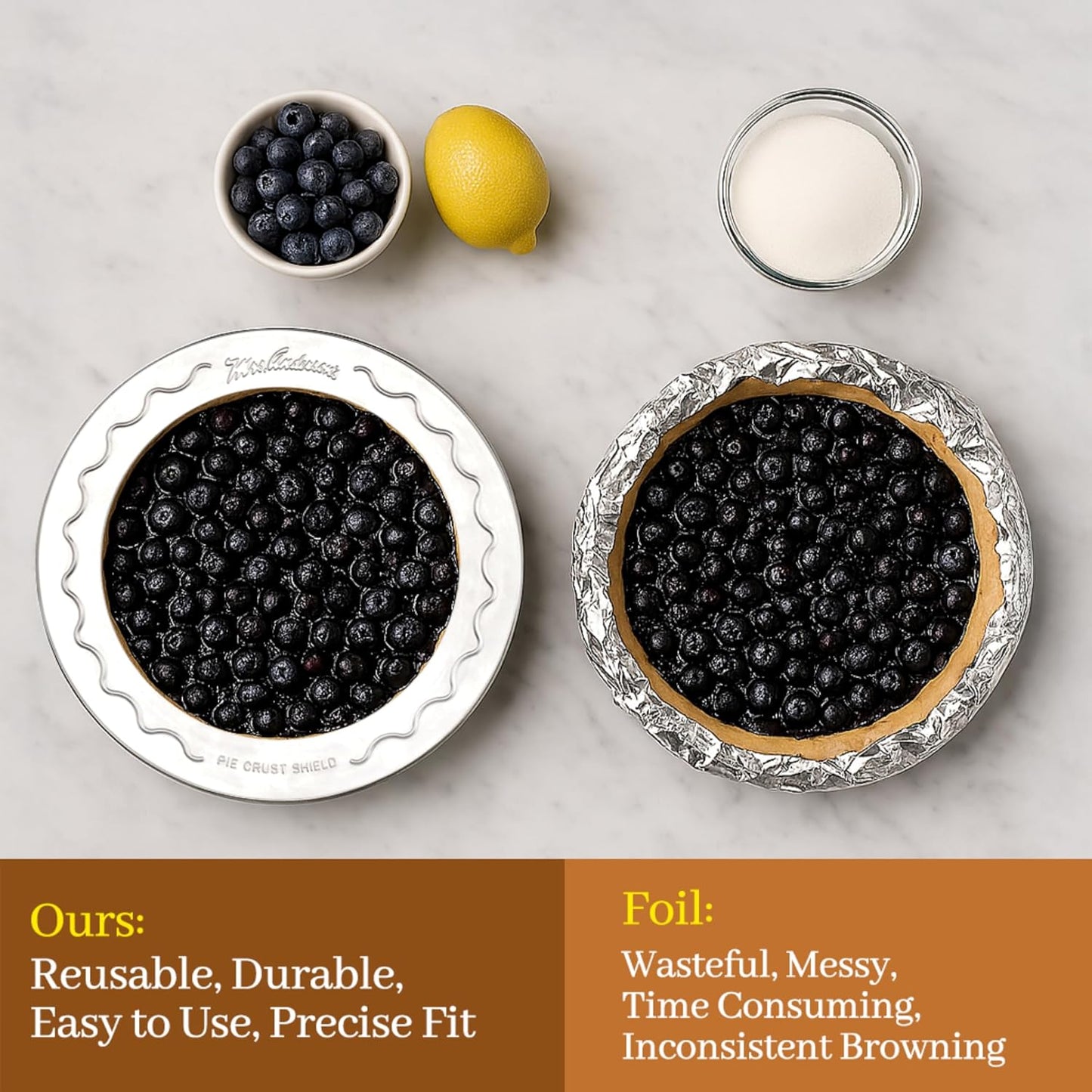 Mrs. Anderson's Baking Pie Crust Protector Shield, Fits 9.5-Inch and 10-Inch Pie Plates