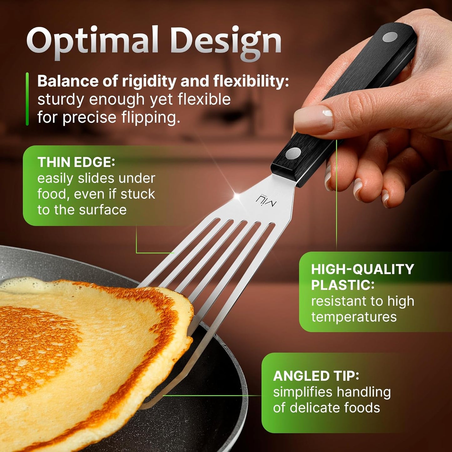 MIU Fish Spatula Stainless Steel, Flexible, Polished Metal, Corrosion Resistant, Kitchen Slotted Turner [Upgraded Version]