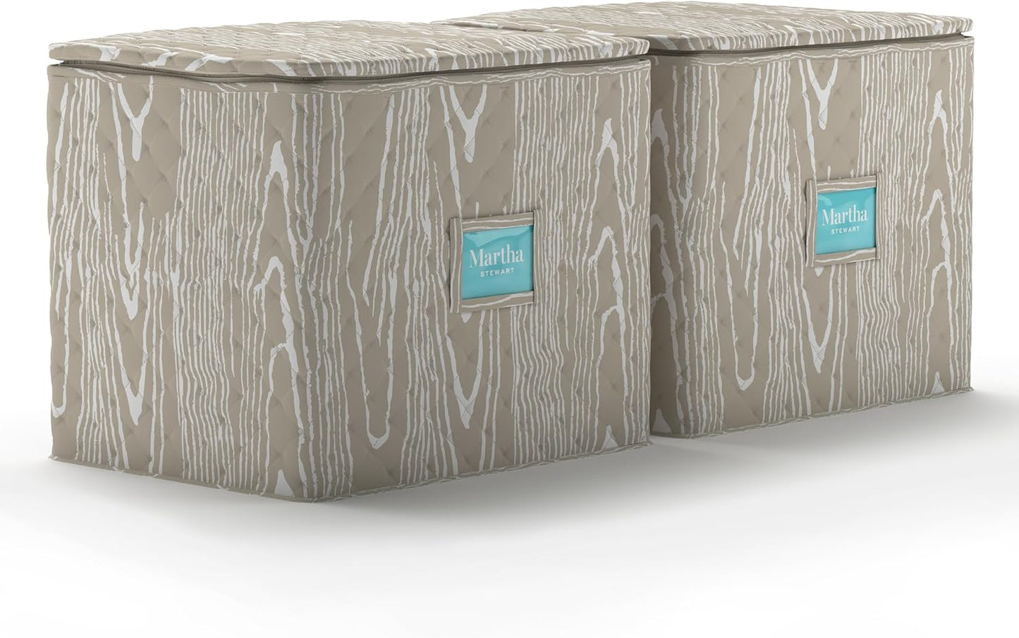 Martha Stewart Dinnerware Stemware Glassware Stackable Organizer Home Storage Container Case, Set of 2 Goblet Stemware Storage Organizers With Removable Fabric Dividers, Skyland Faux Bois